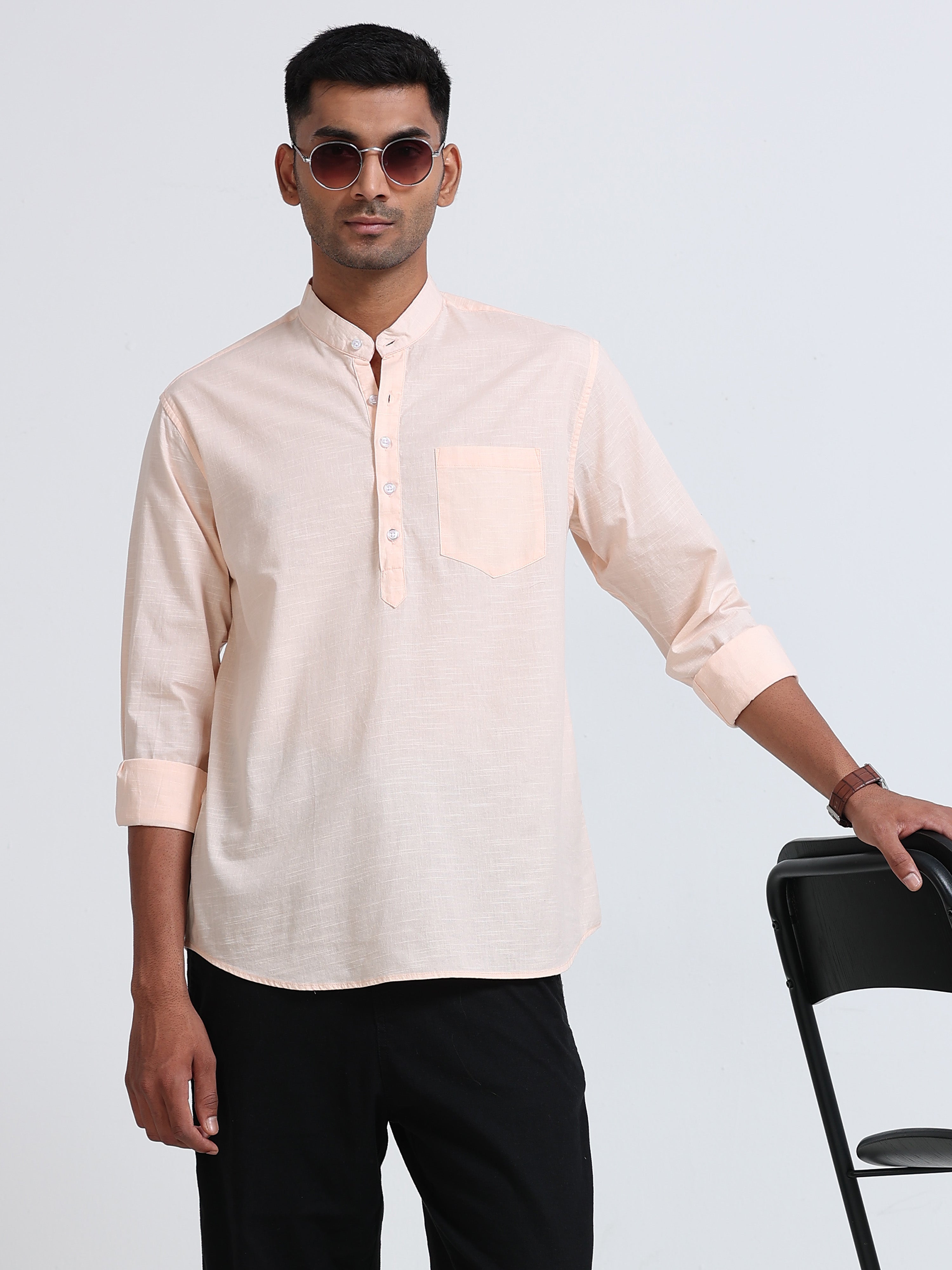Plain Biege Half Kurta