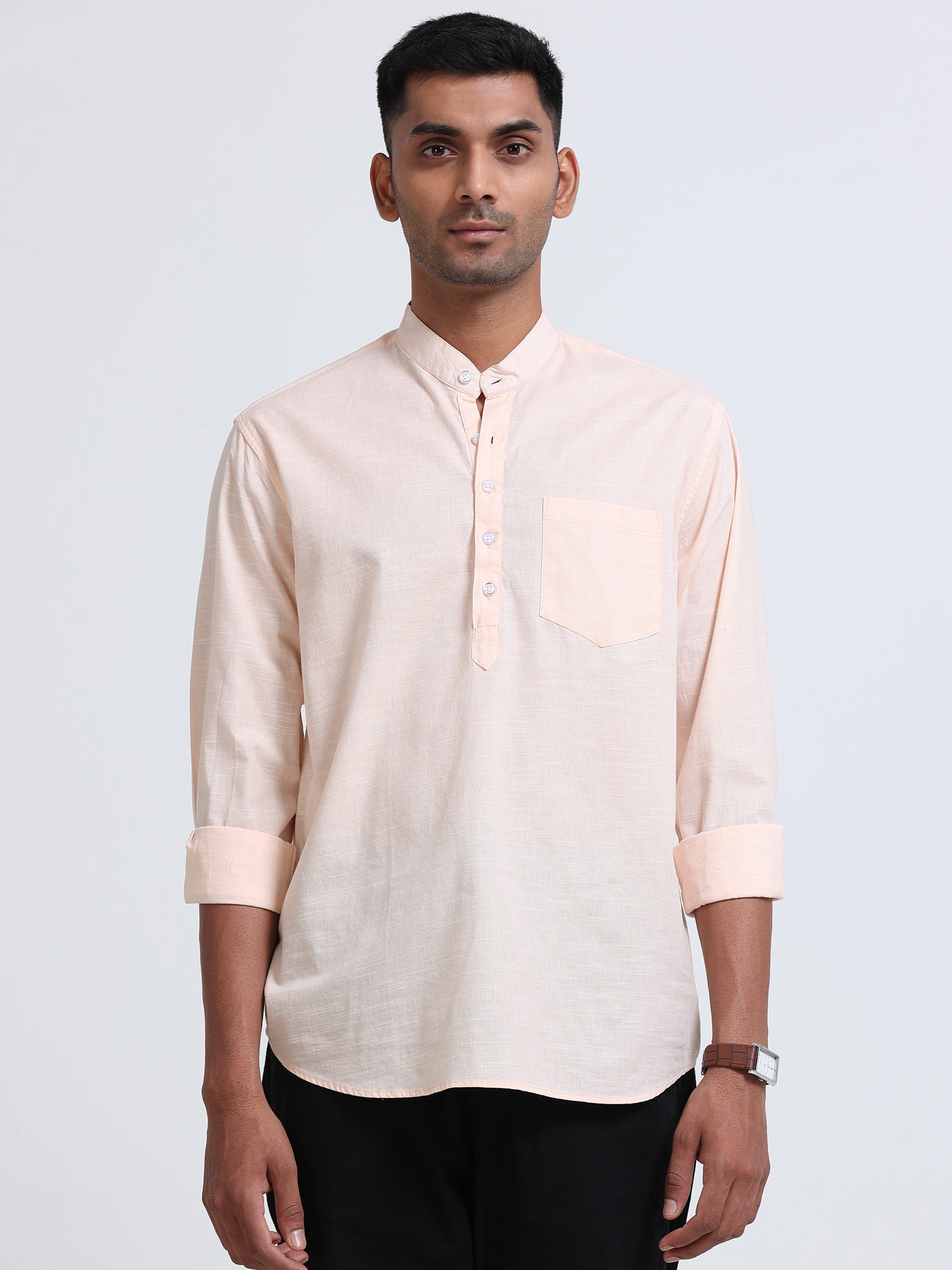 Plain Biege Half Kurta