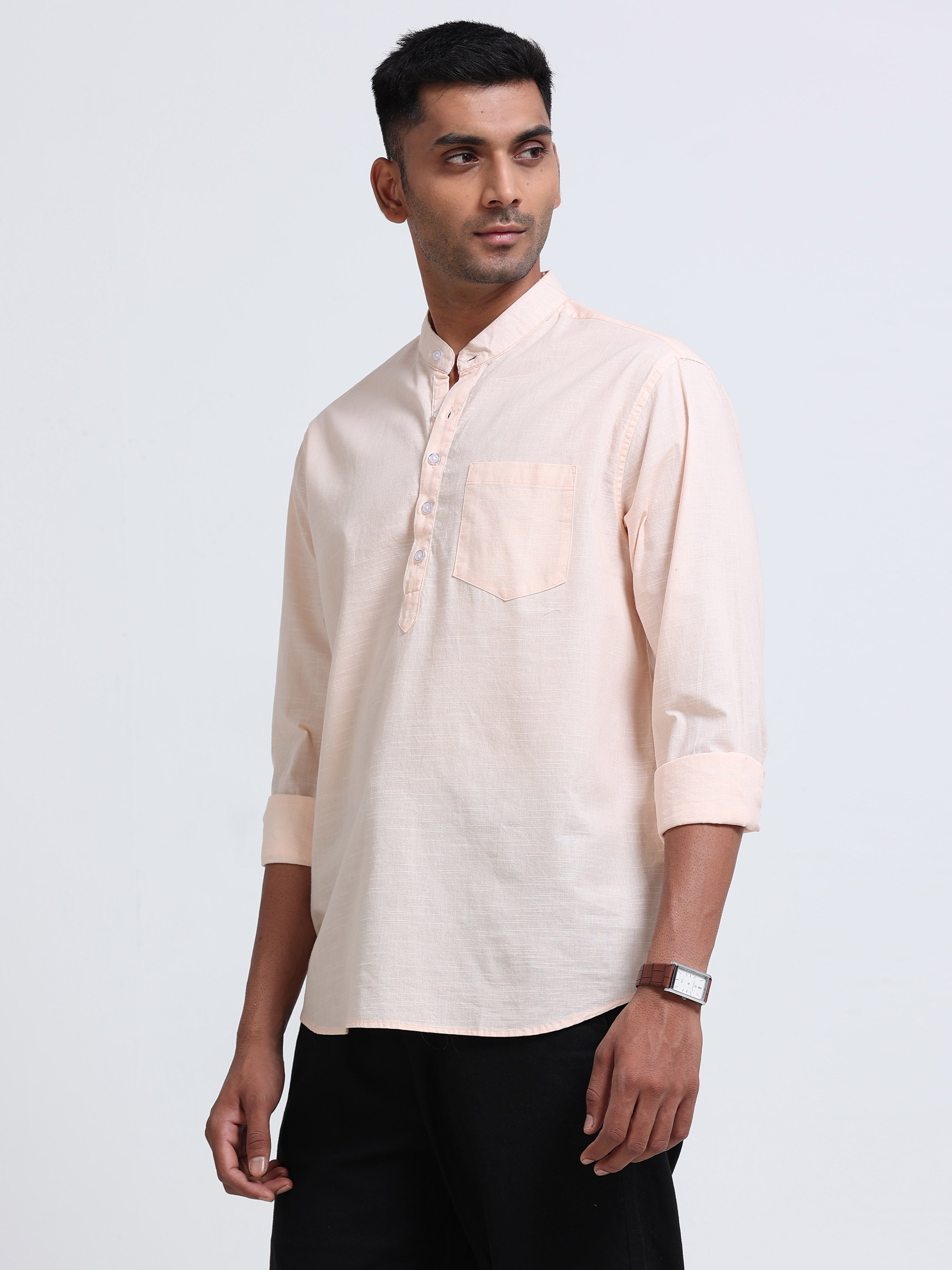 Plain Biege Half Kurta