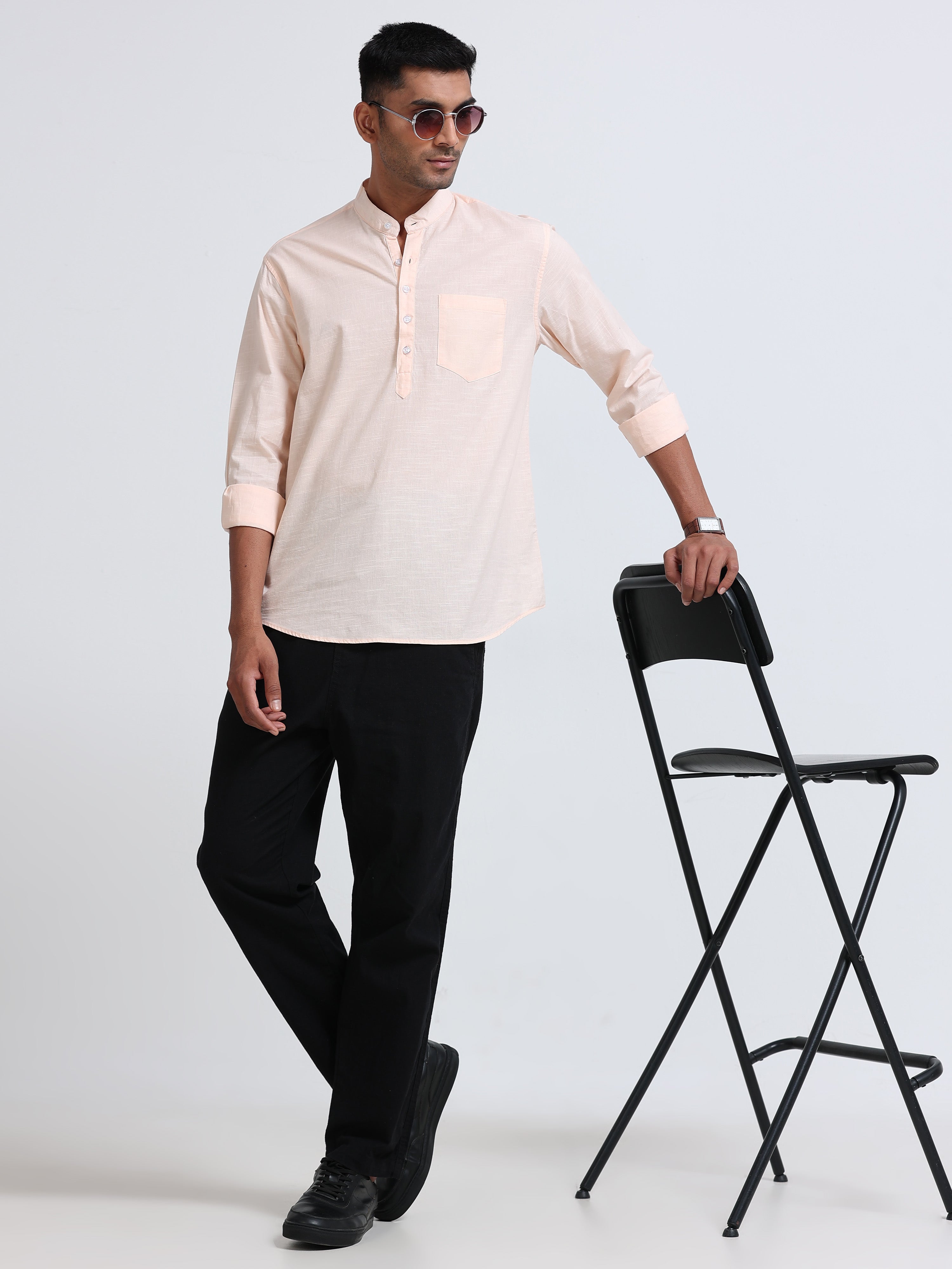 Plain Biege Half Kurta