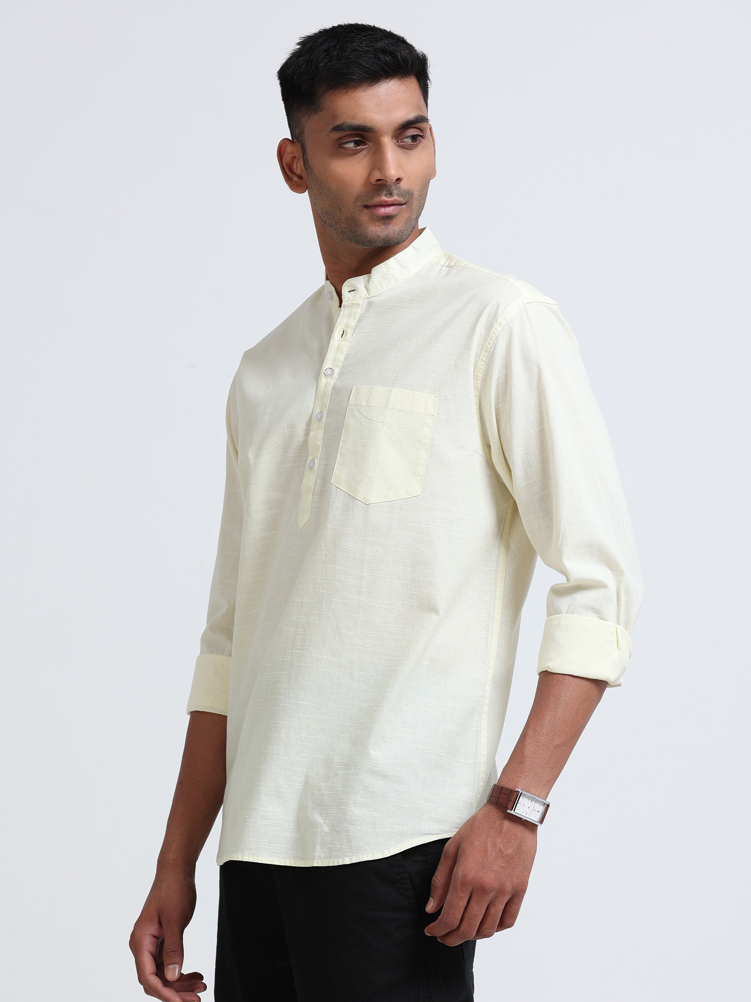 Plain Yellow Half Kurta