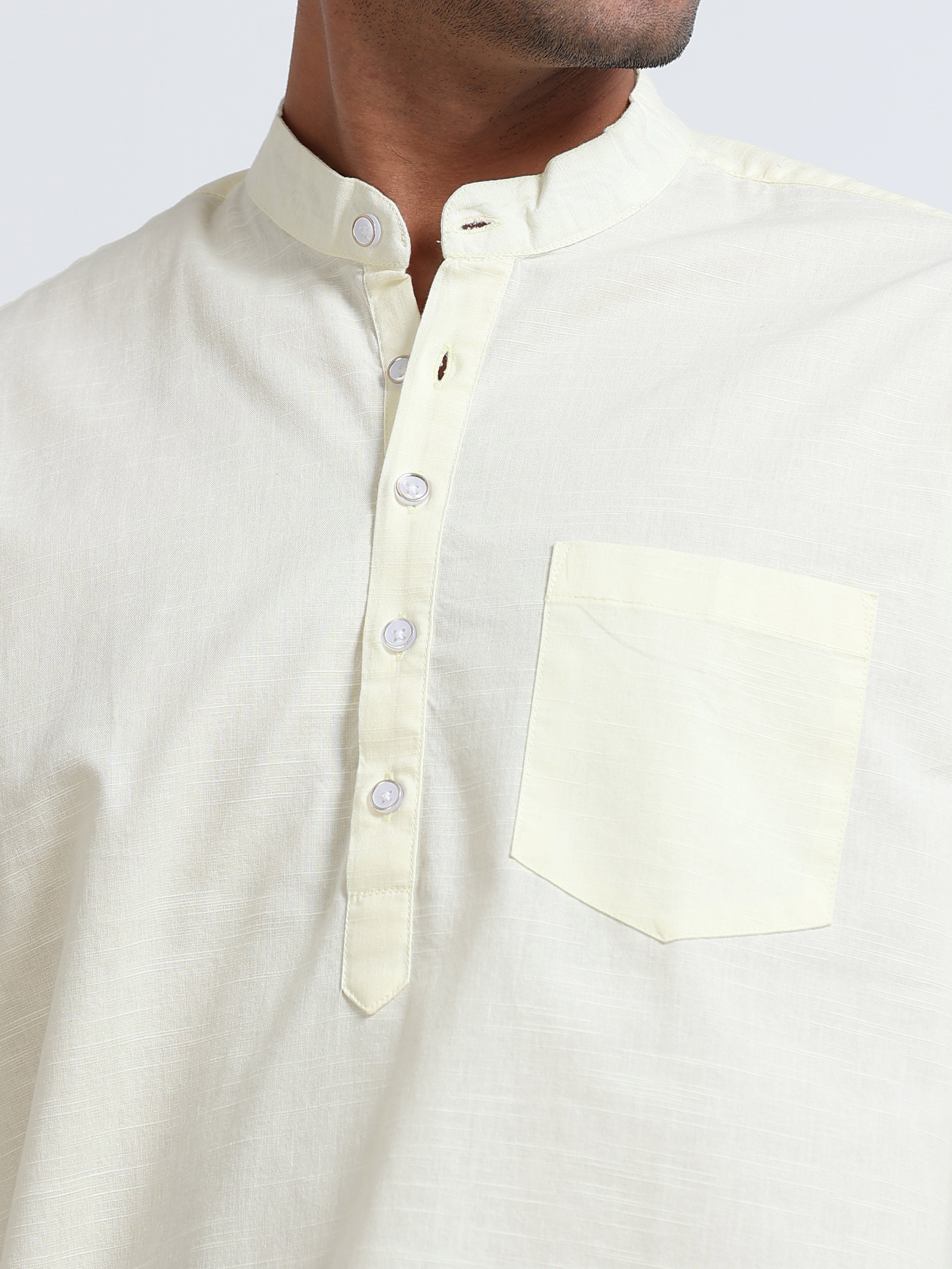 Plain Yellow Half Kurta