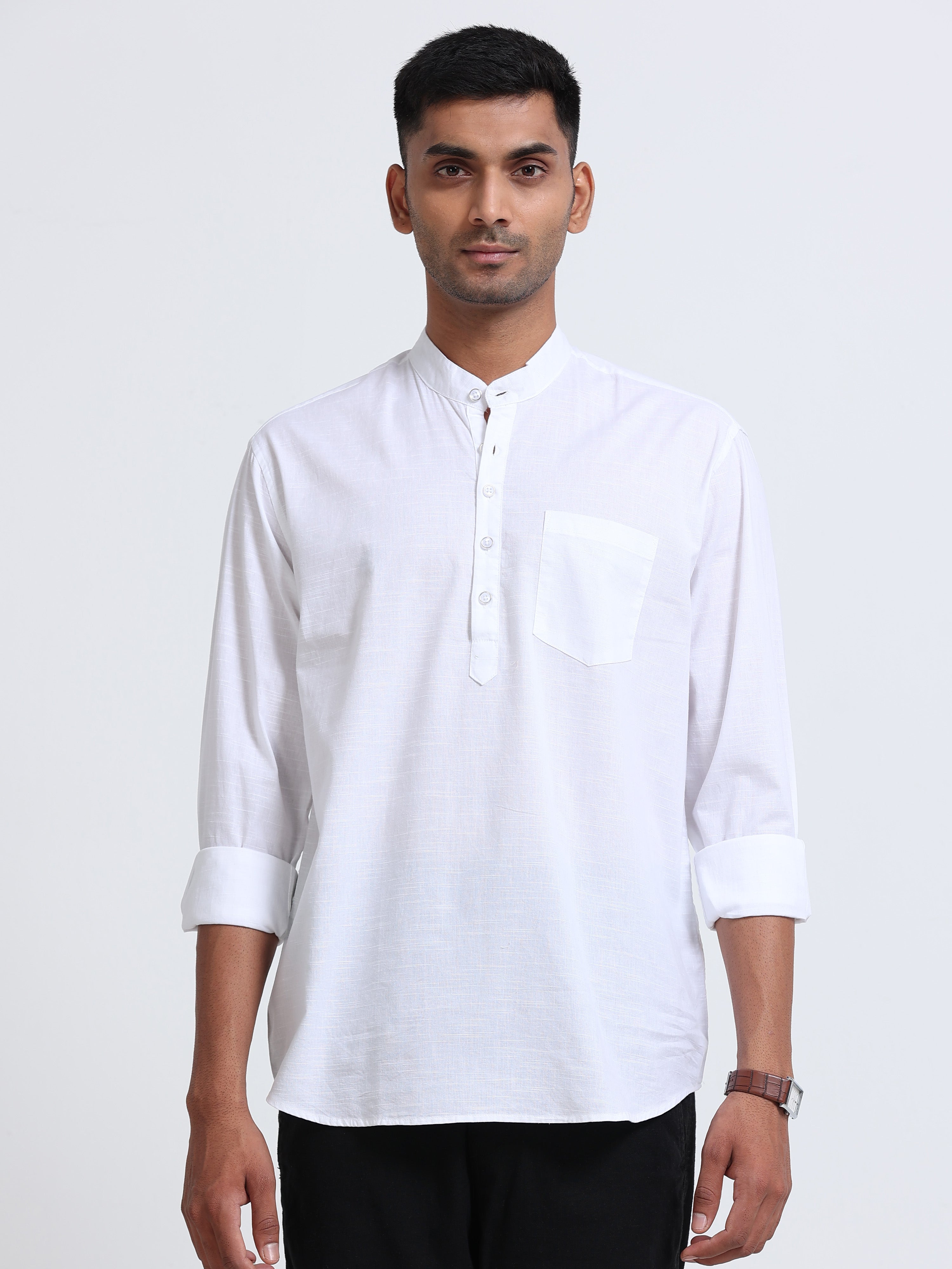 Plain White Half Kurta