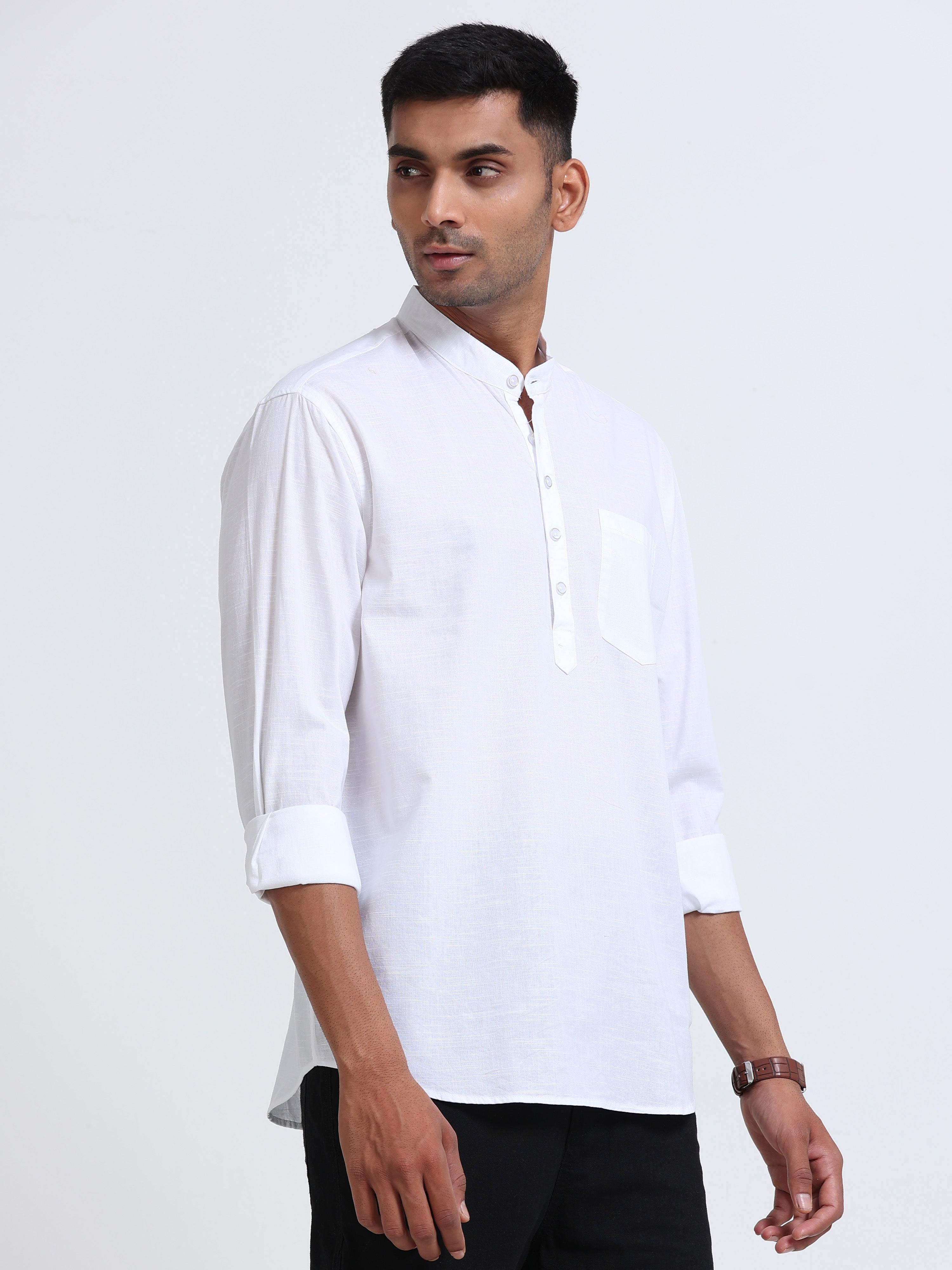 Plain White Half Kurta