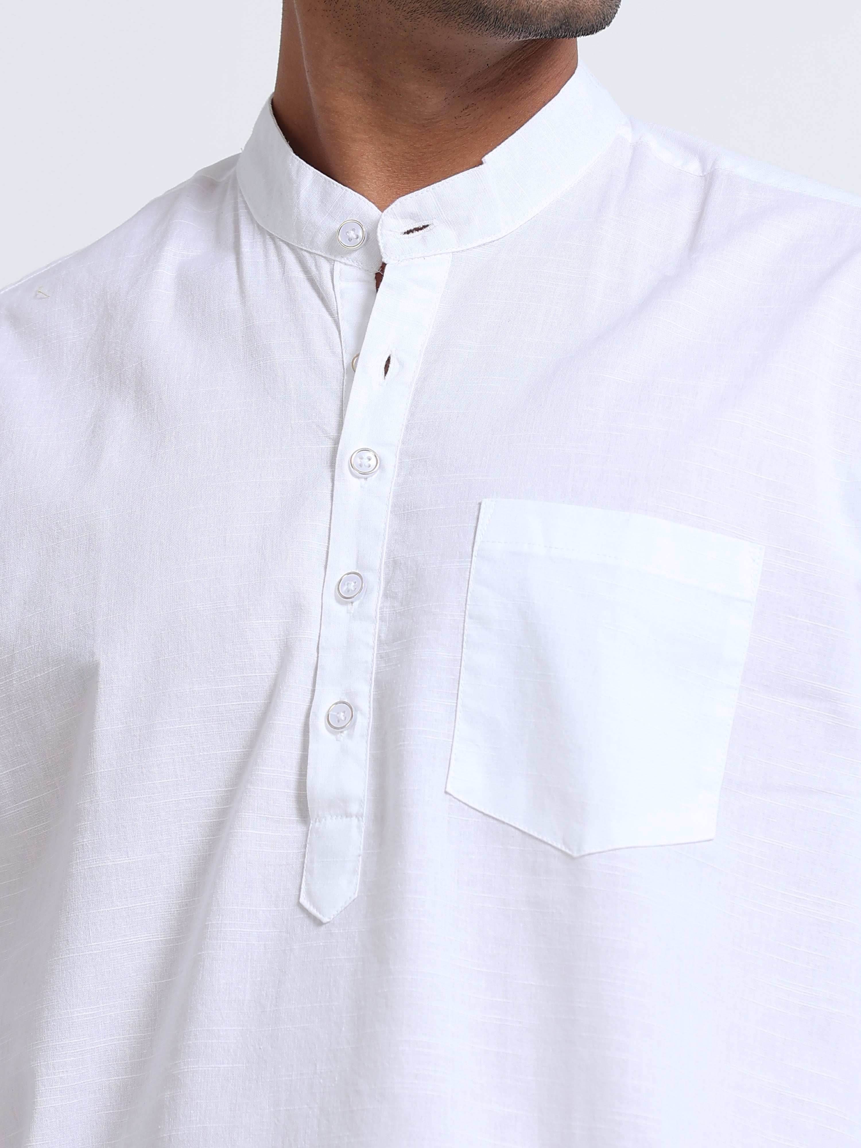 Plain White Half Kurta