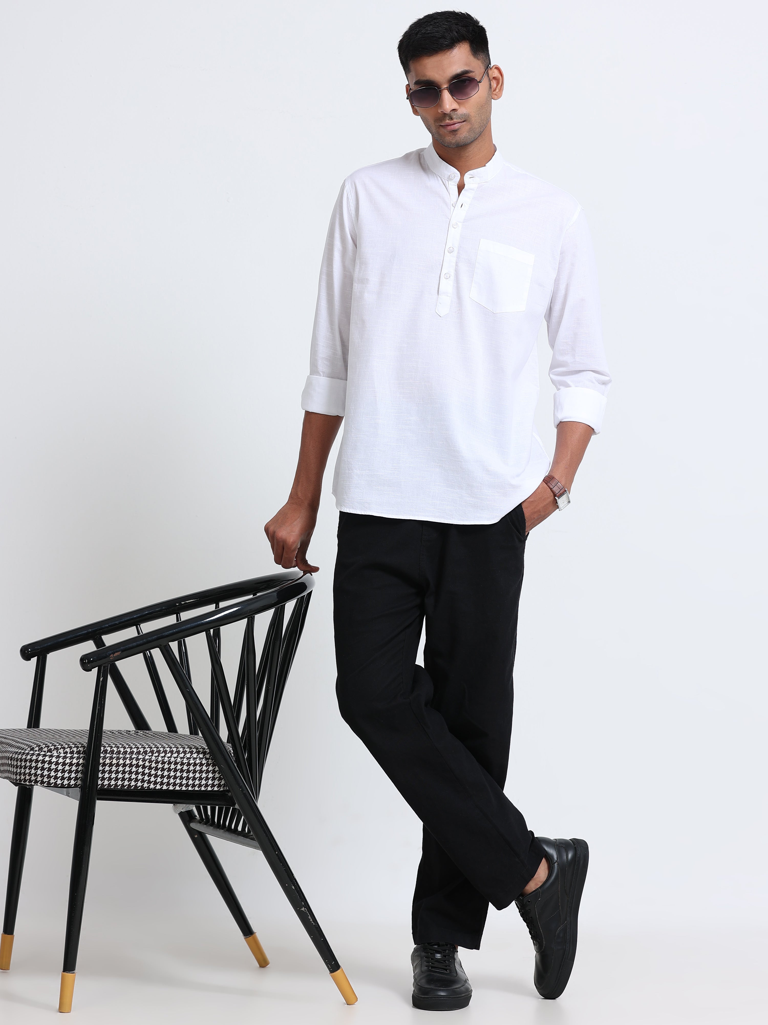 Plain White Half Kurta