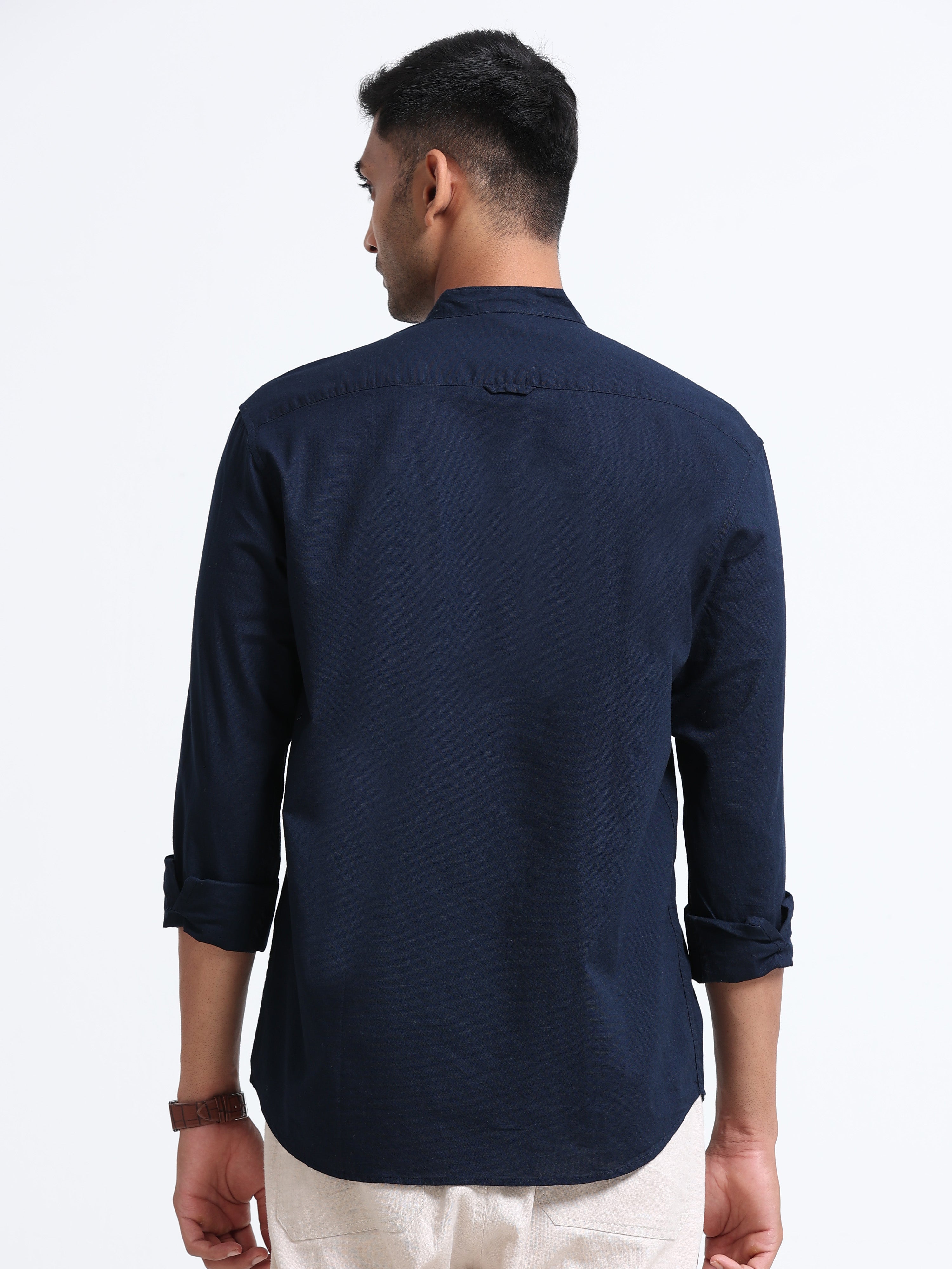 Plain Navy Blue Half Kurta
