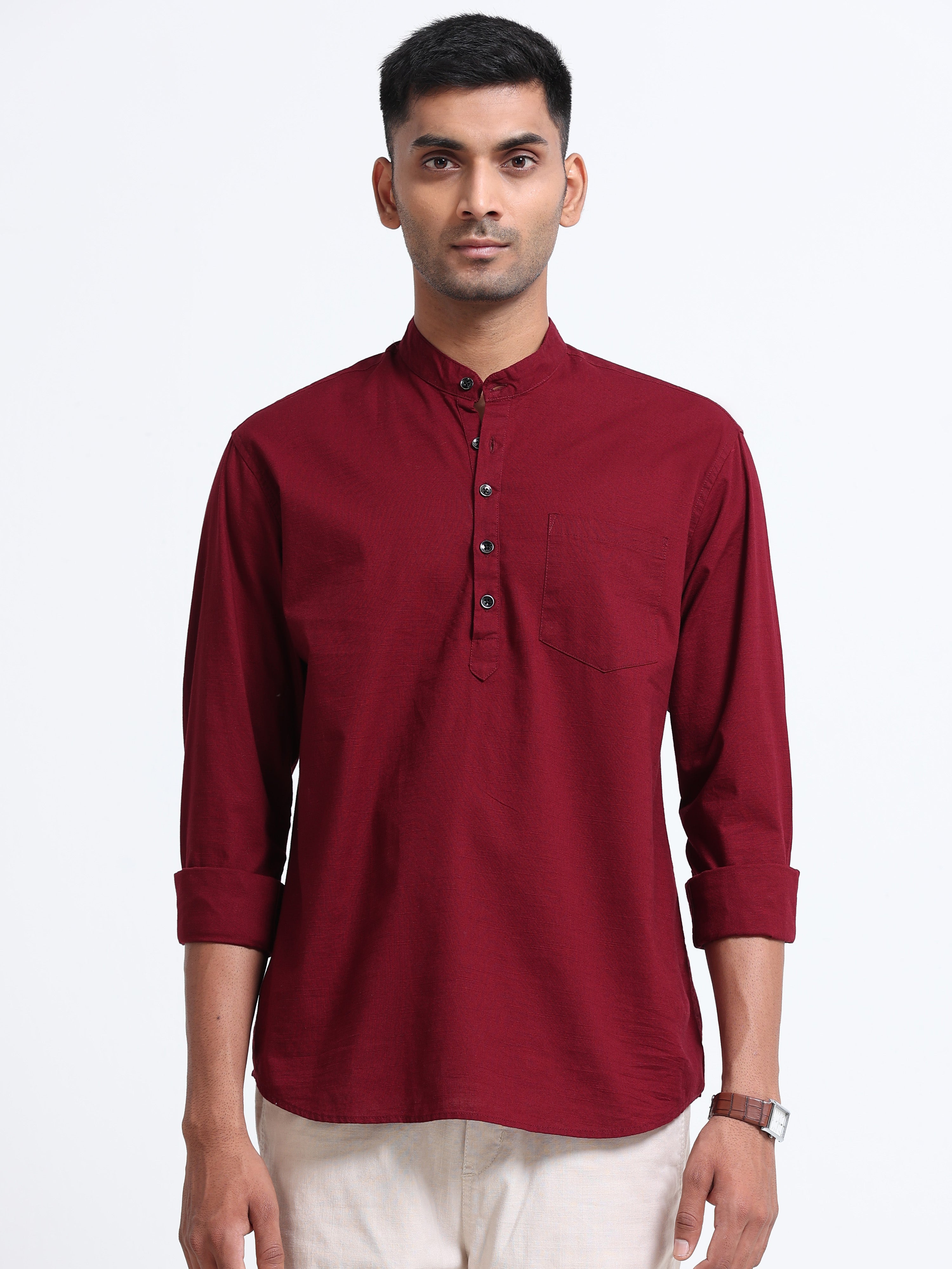 Plain Red Half Kurta