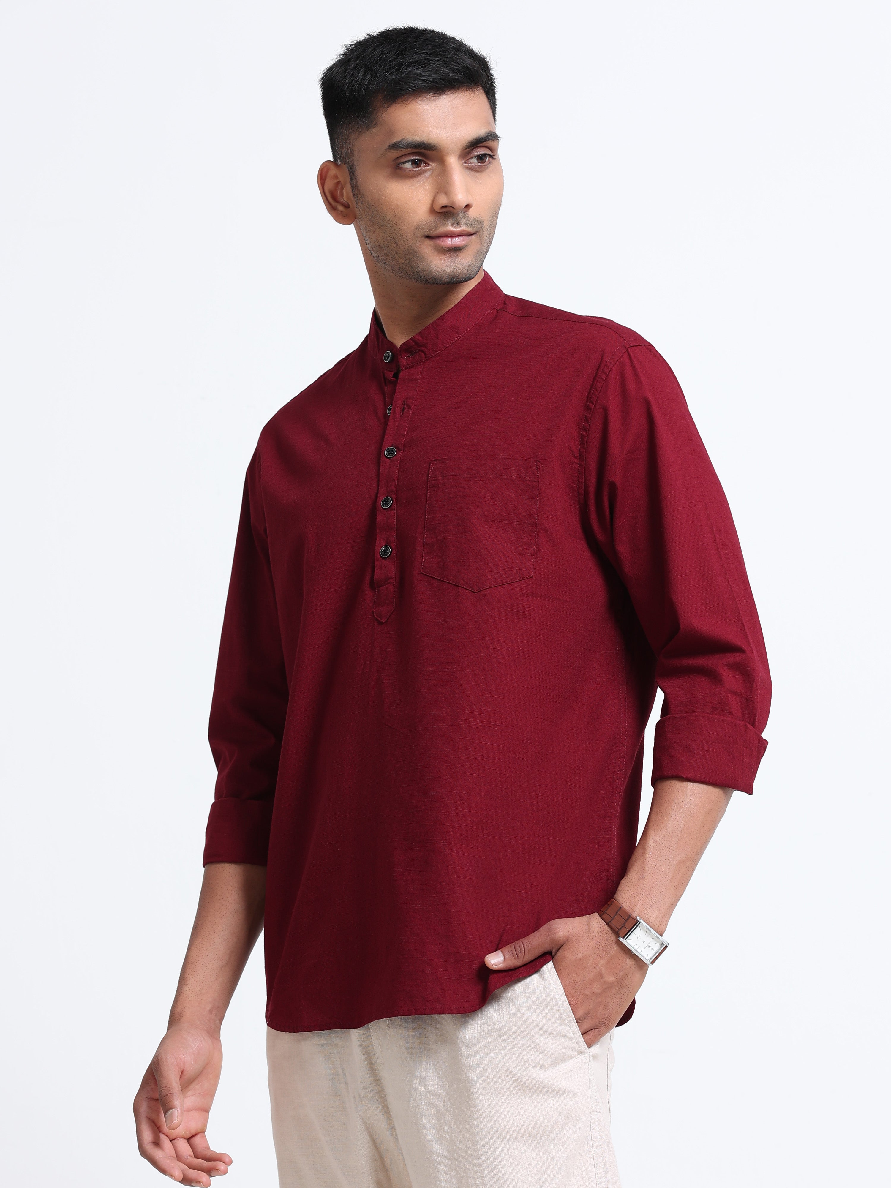 Plain Red Half Kurta