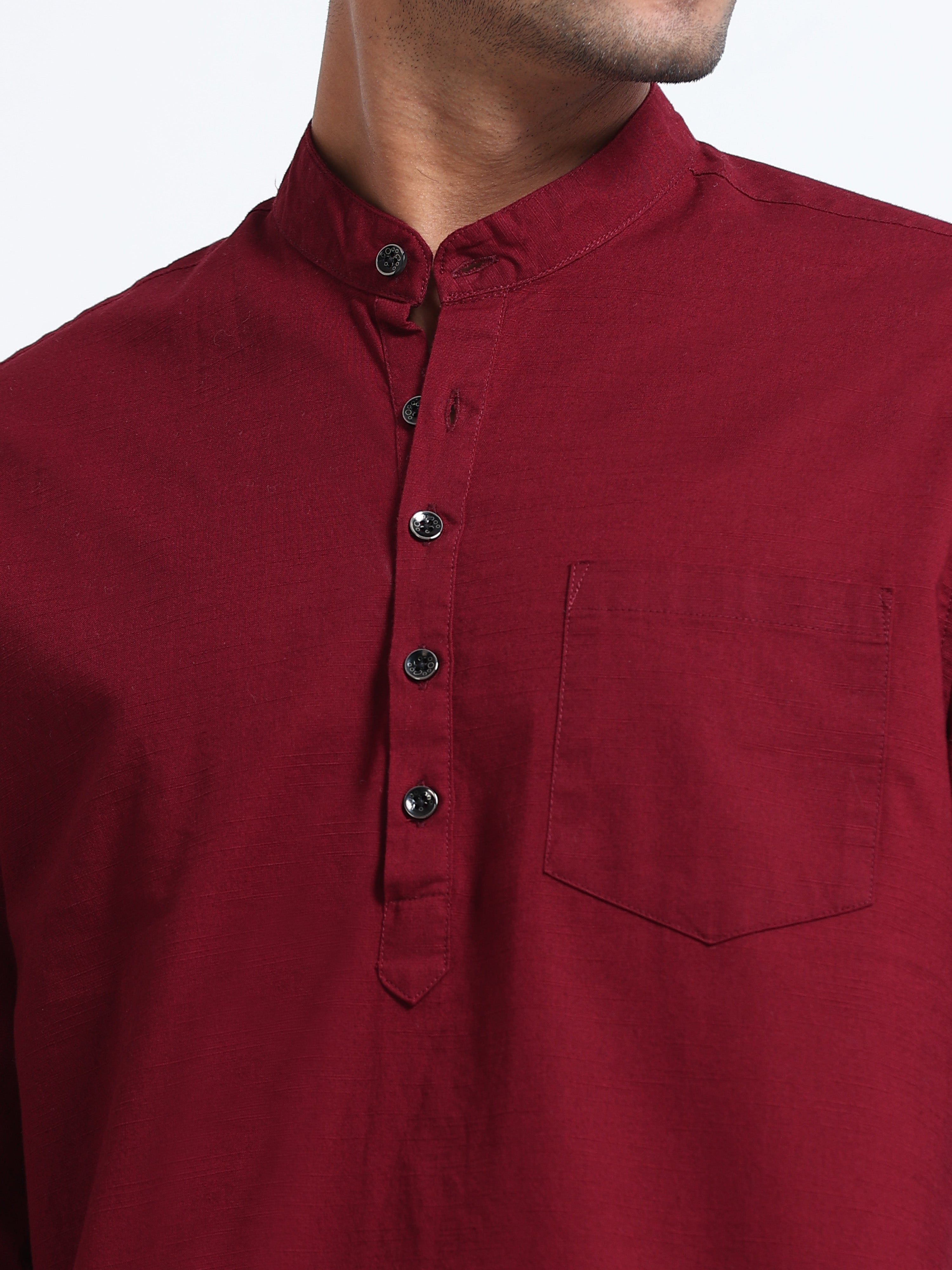 Plain Red Half Kurta