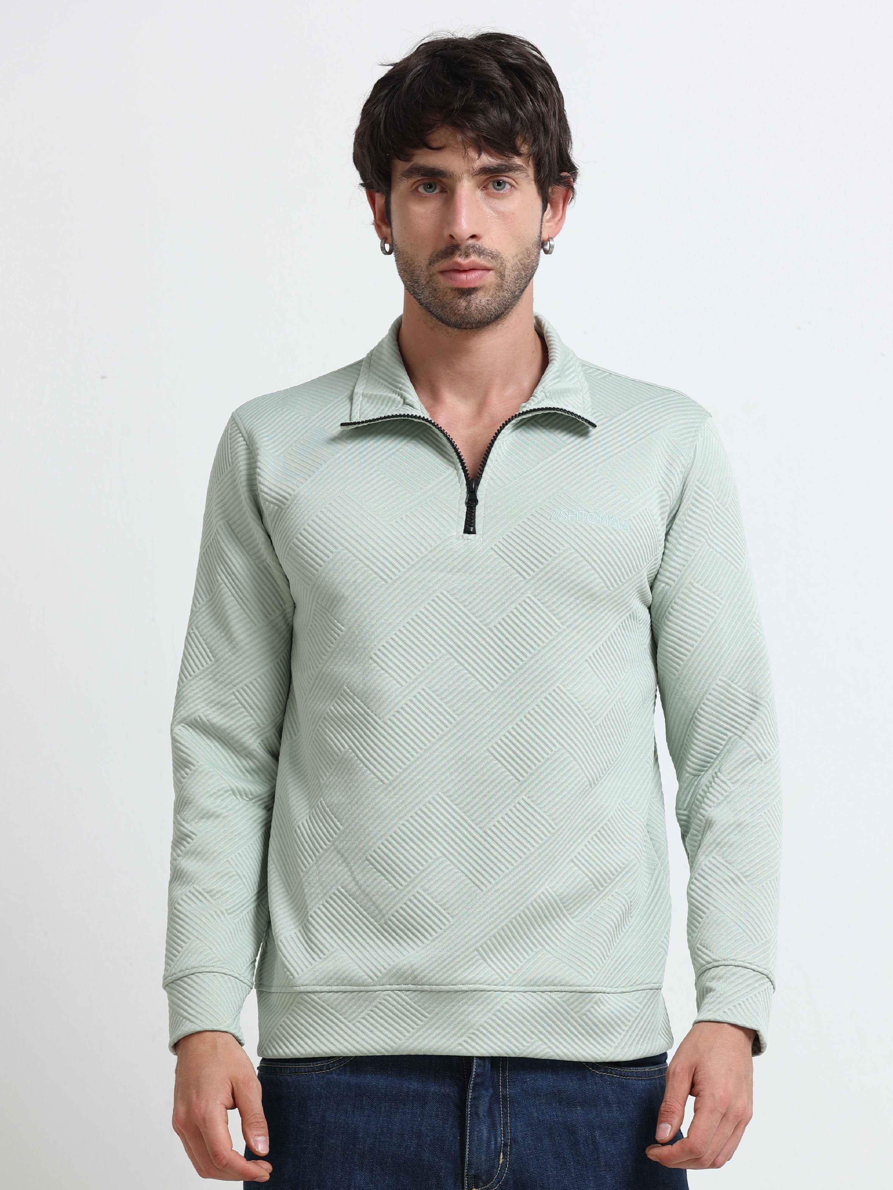 Green Zipper T-shirt Full Sleeves