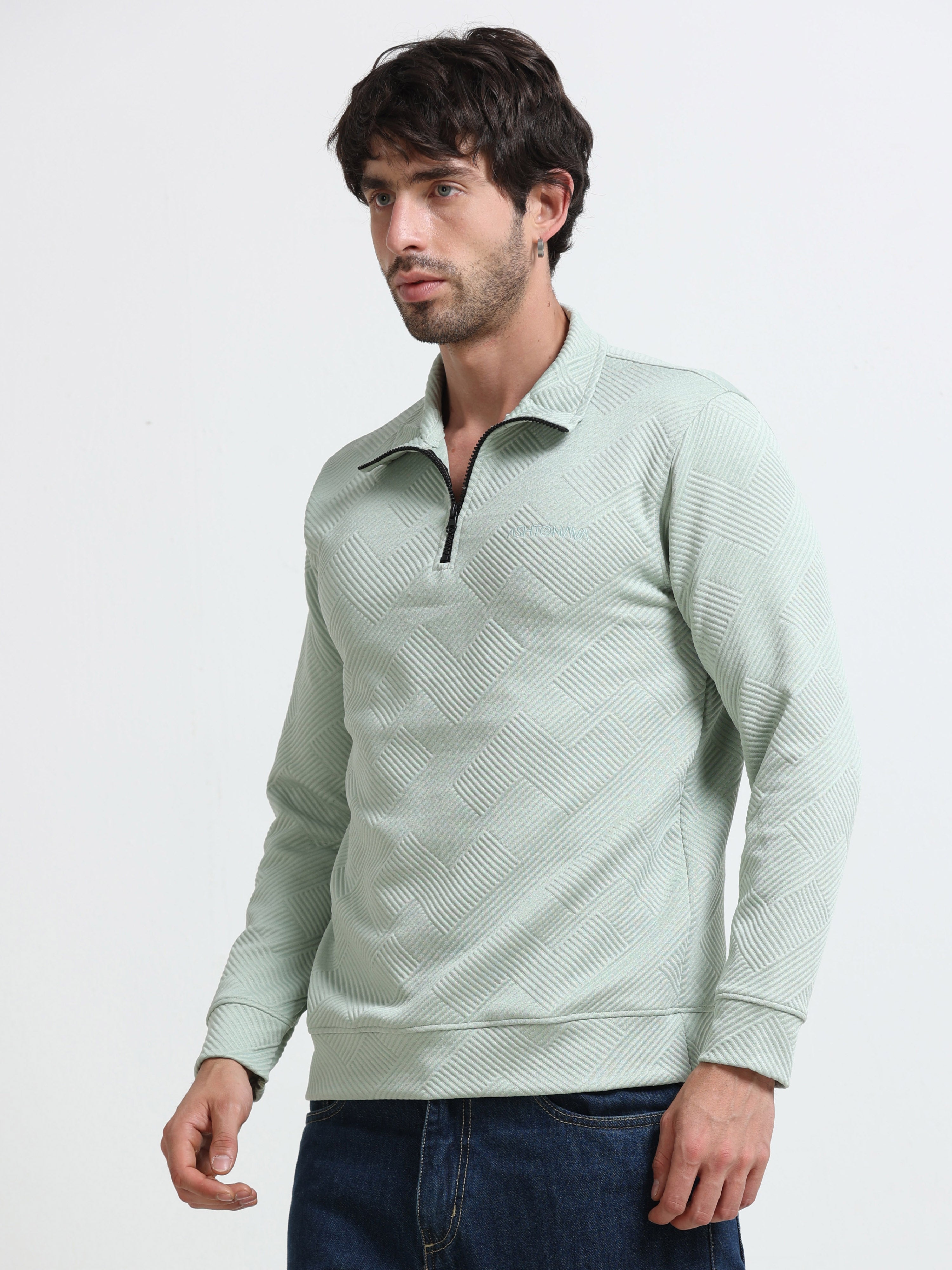 Green Zipper T-shirt Full Sleeves