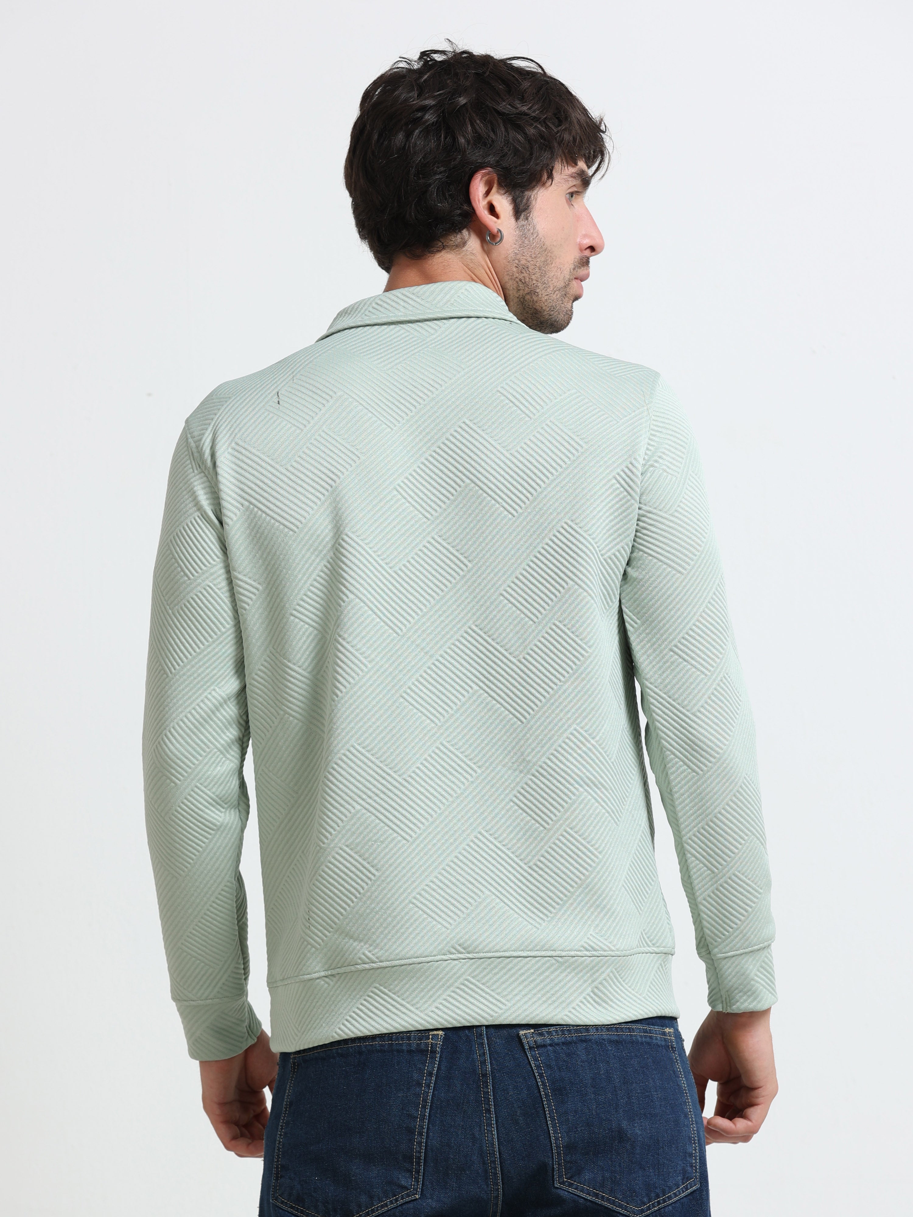 Green Zipper T-shirt Full Sleeves