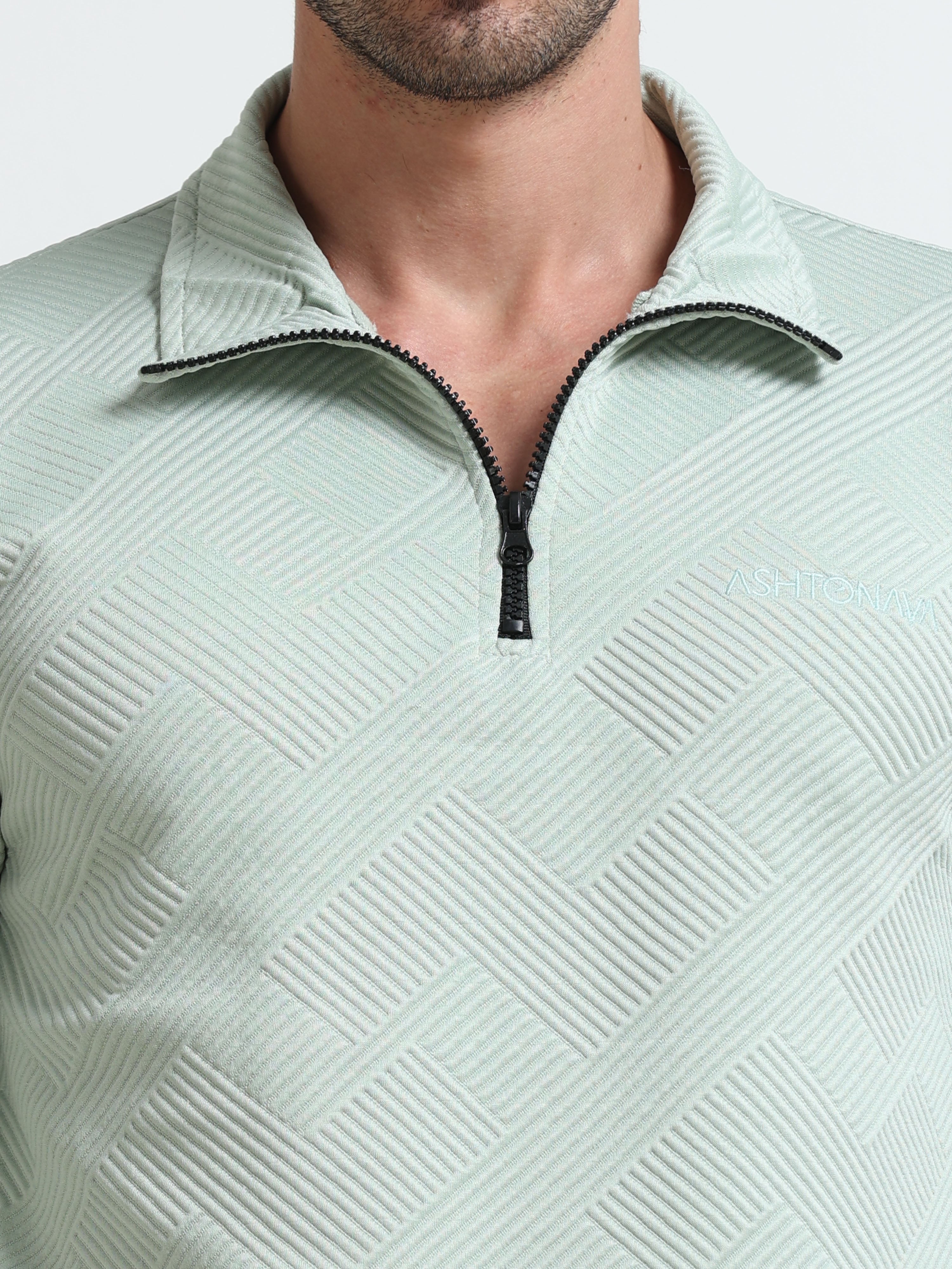 Green Zipper T-shirt Full Sleeves