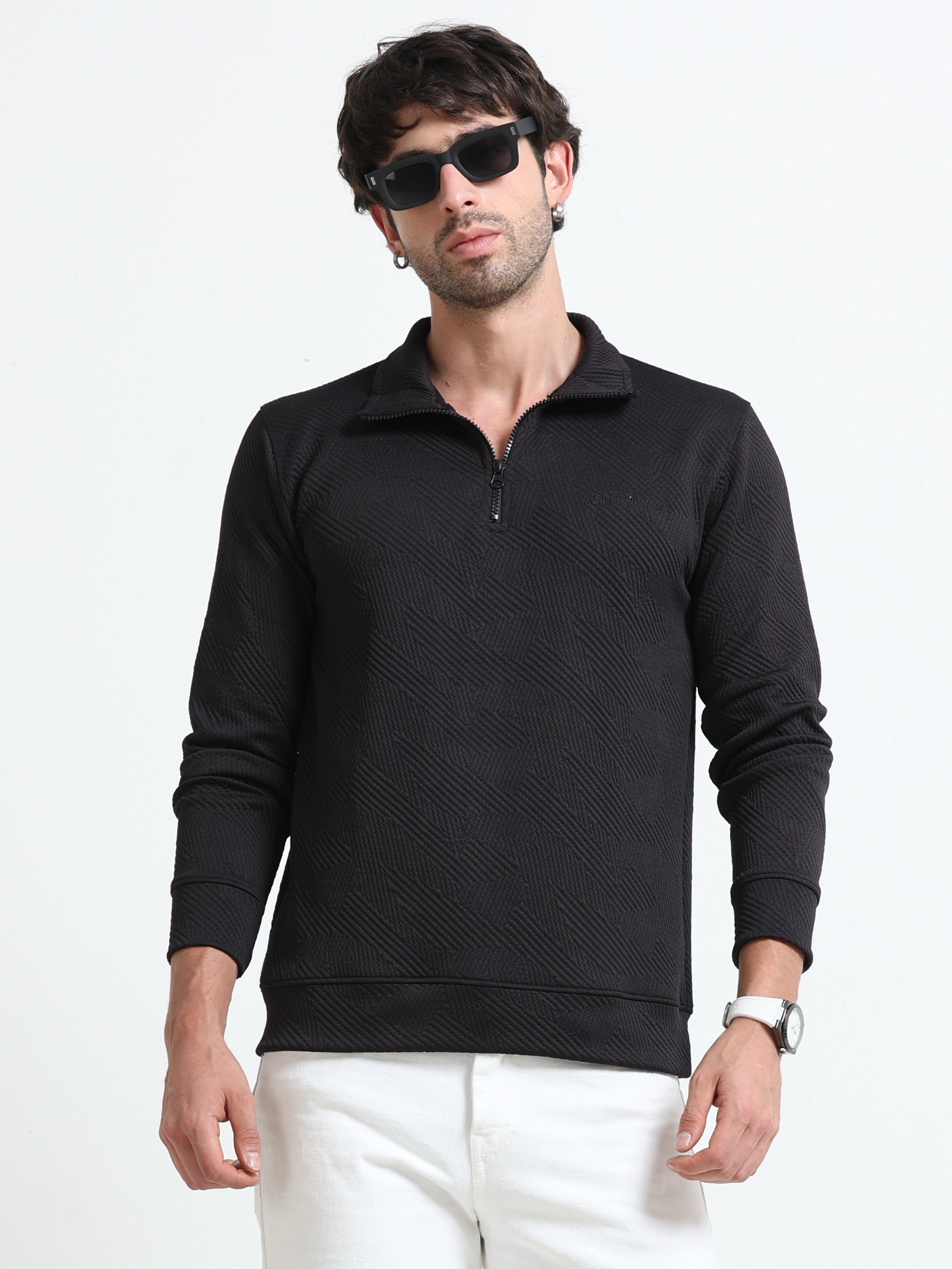 Black Zipper T-shirt Full Sleeves