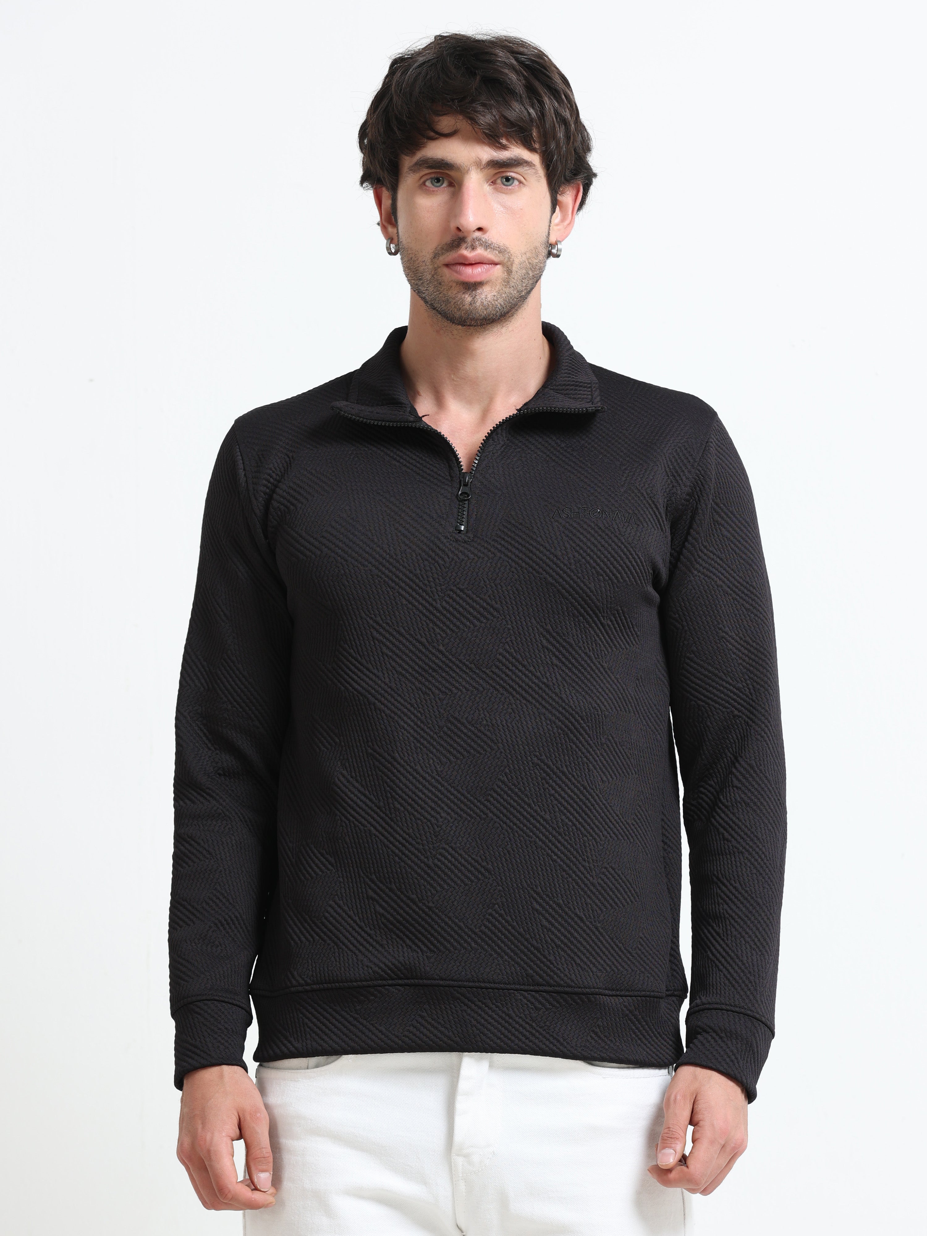 Black Zipper T-shirt Full Sleeves