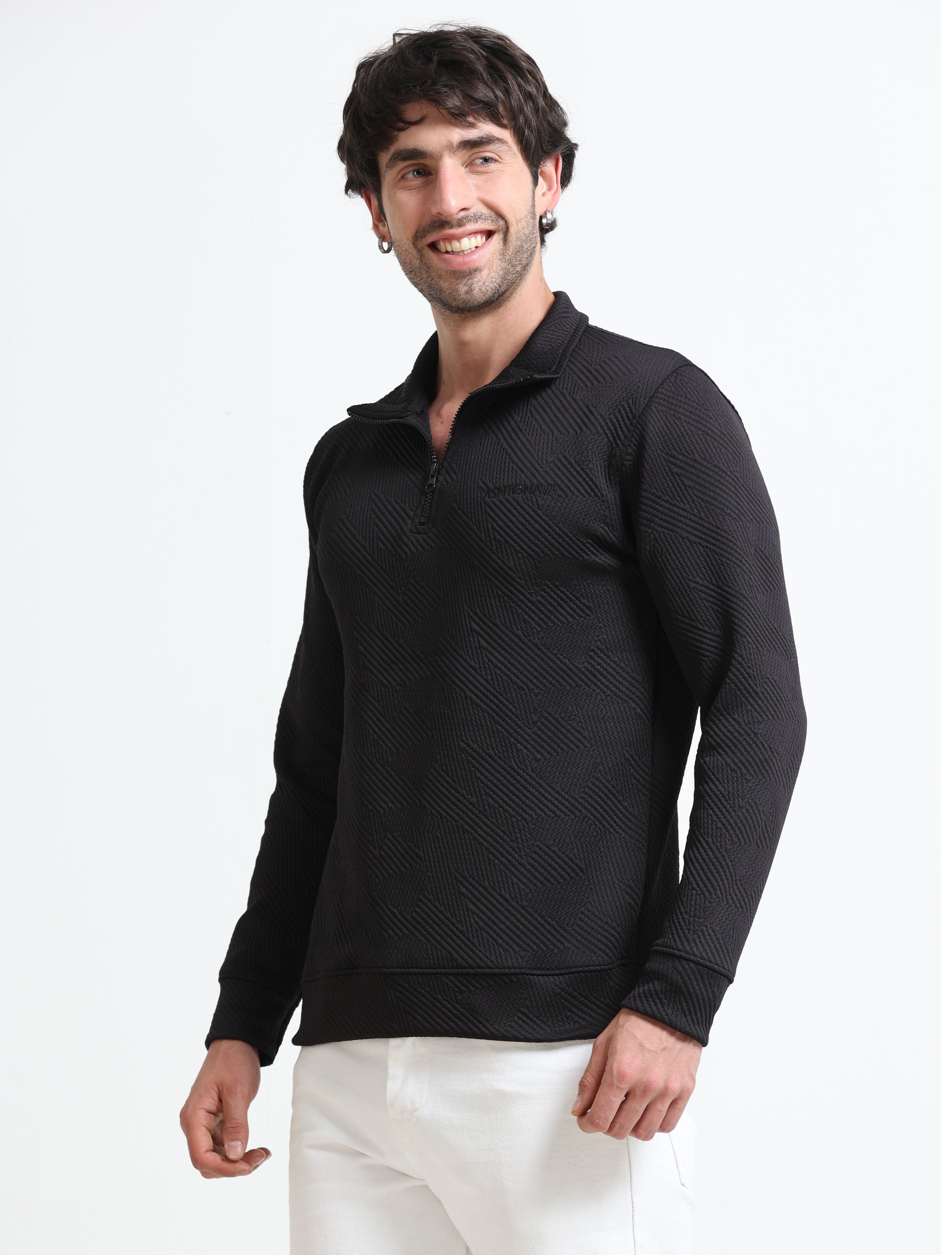 Black Zipper T-shirt Full Sleeves