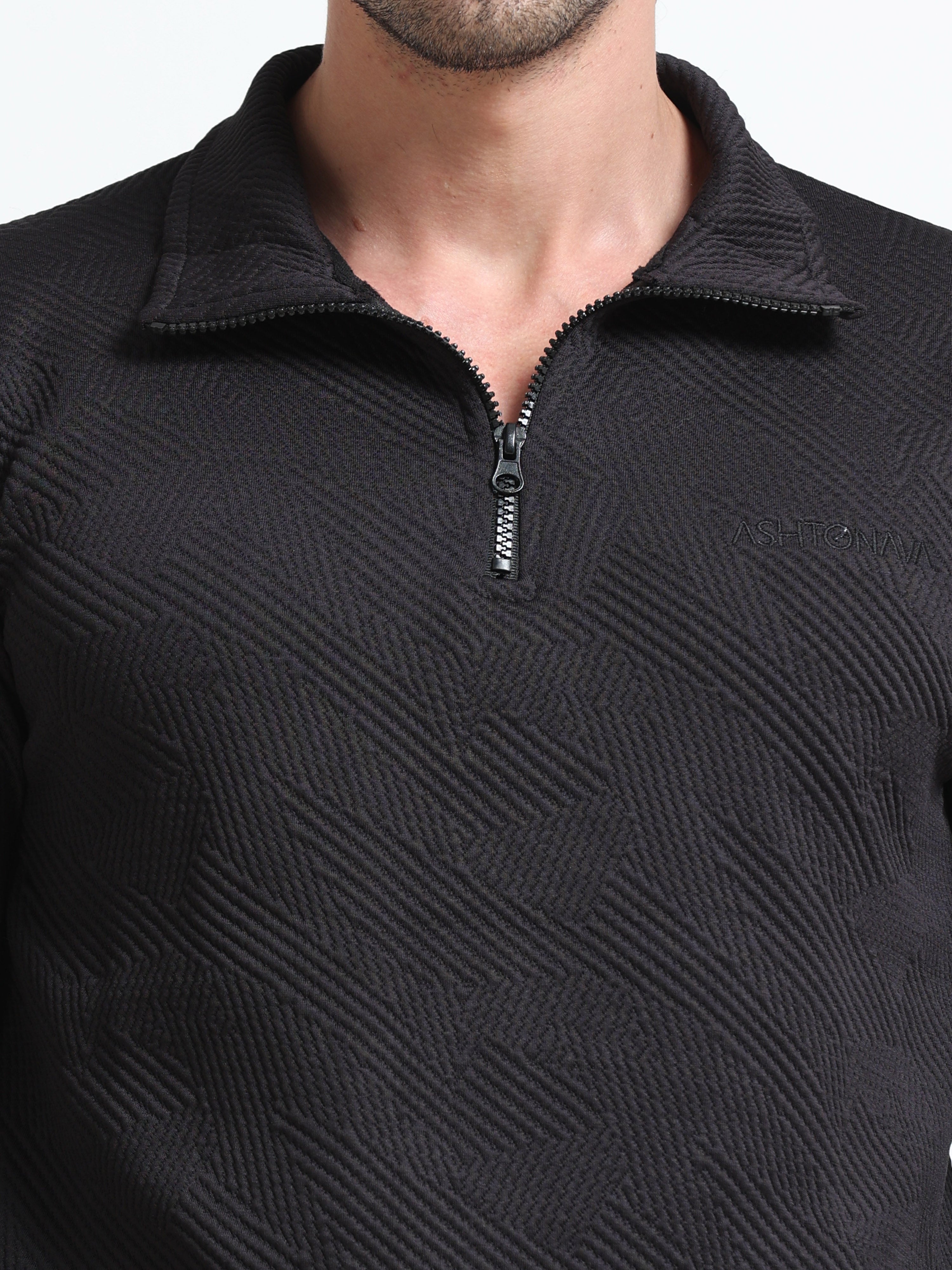 Black Zipper T-shirt Full Sleeves