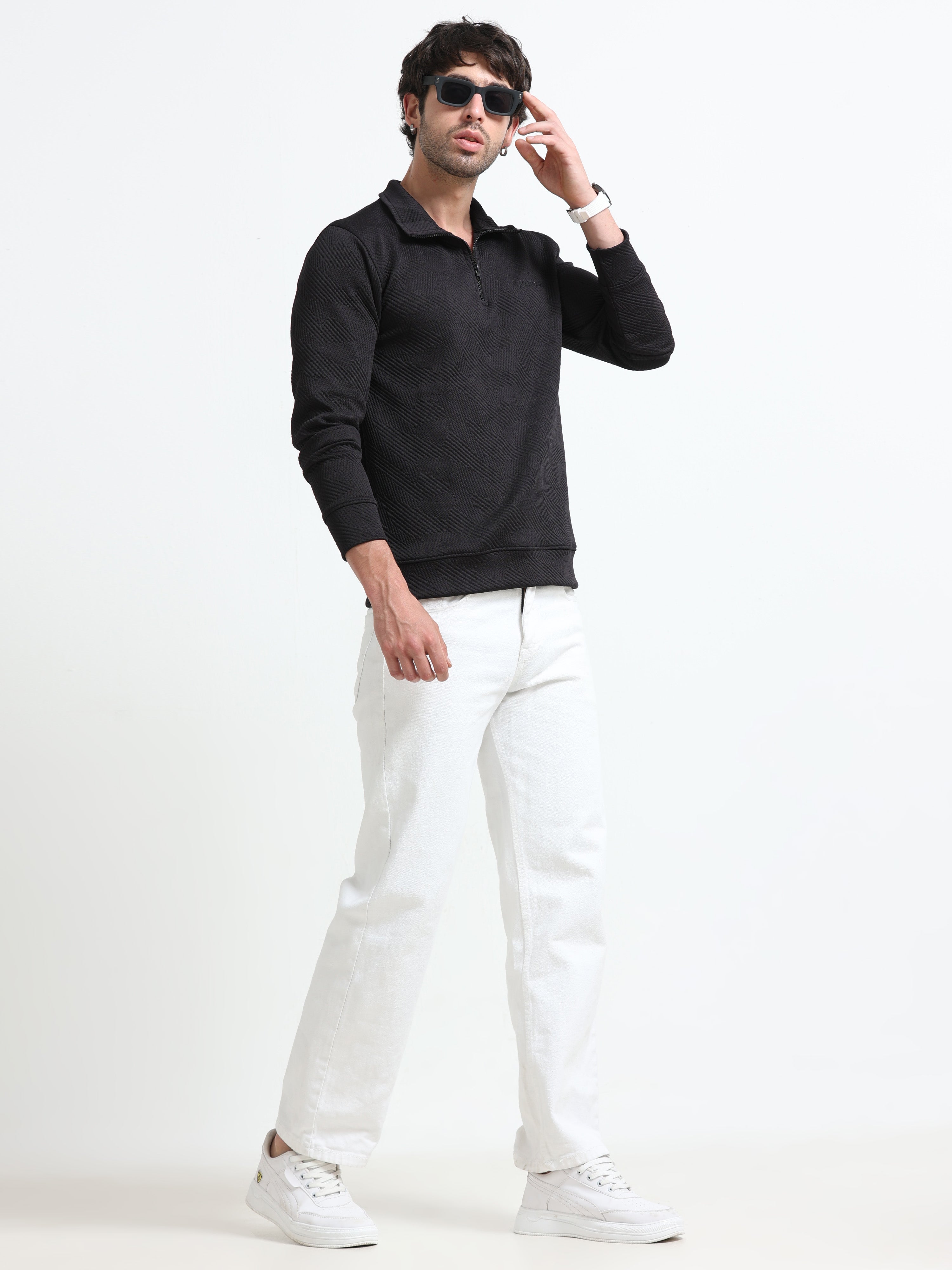 Black Zipper T-shirt Full Sleeves