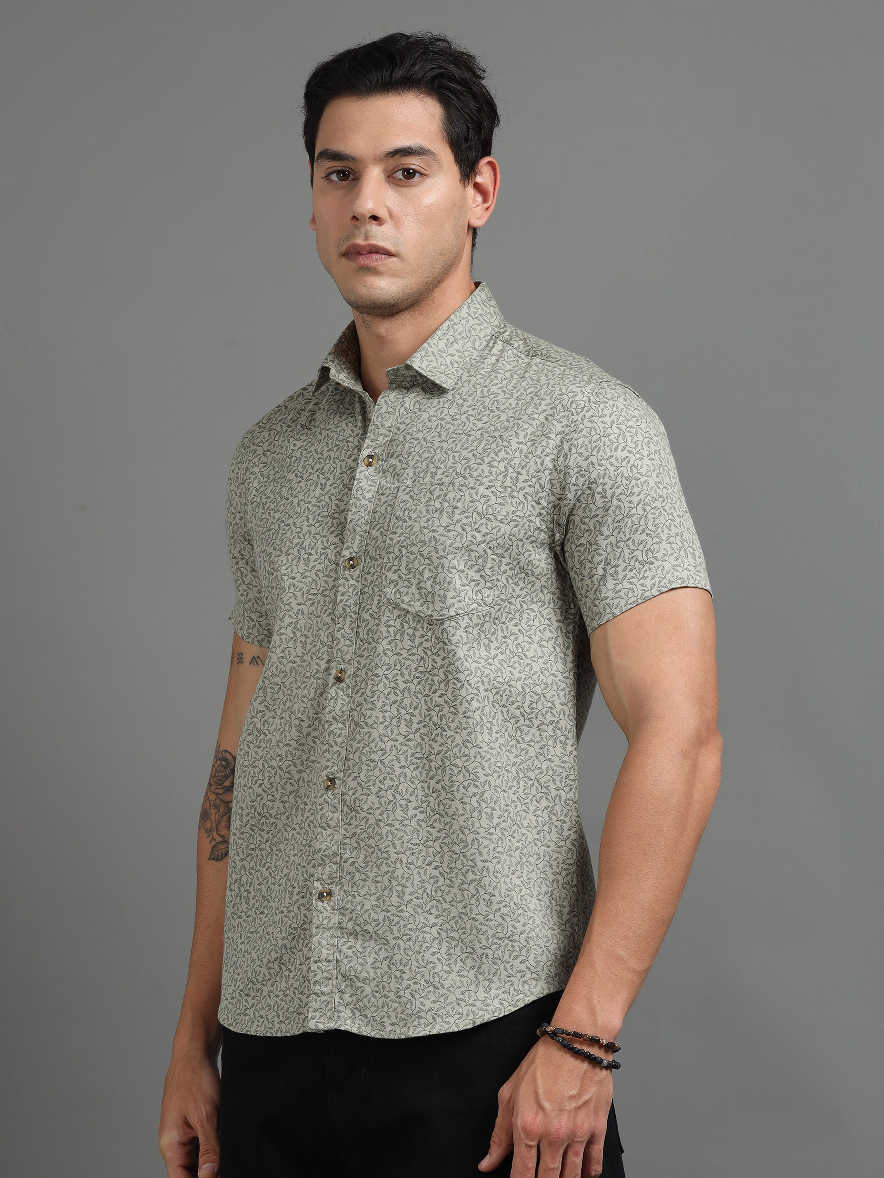 PRĀNA Printed Sage Escape Half-Sleeve Shirt