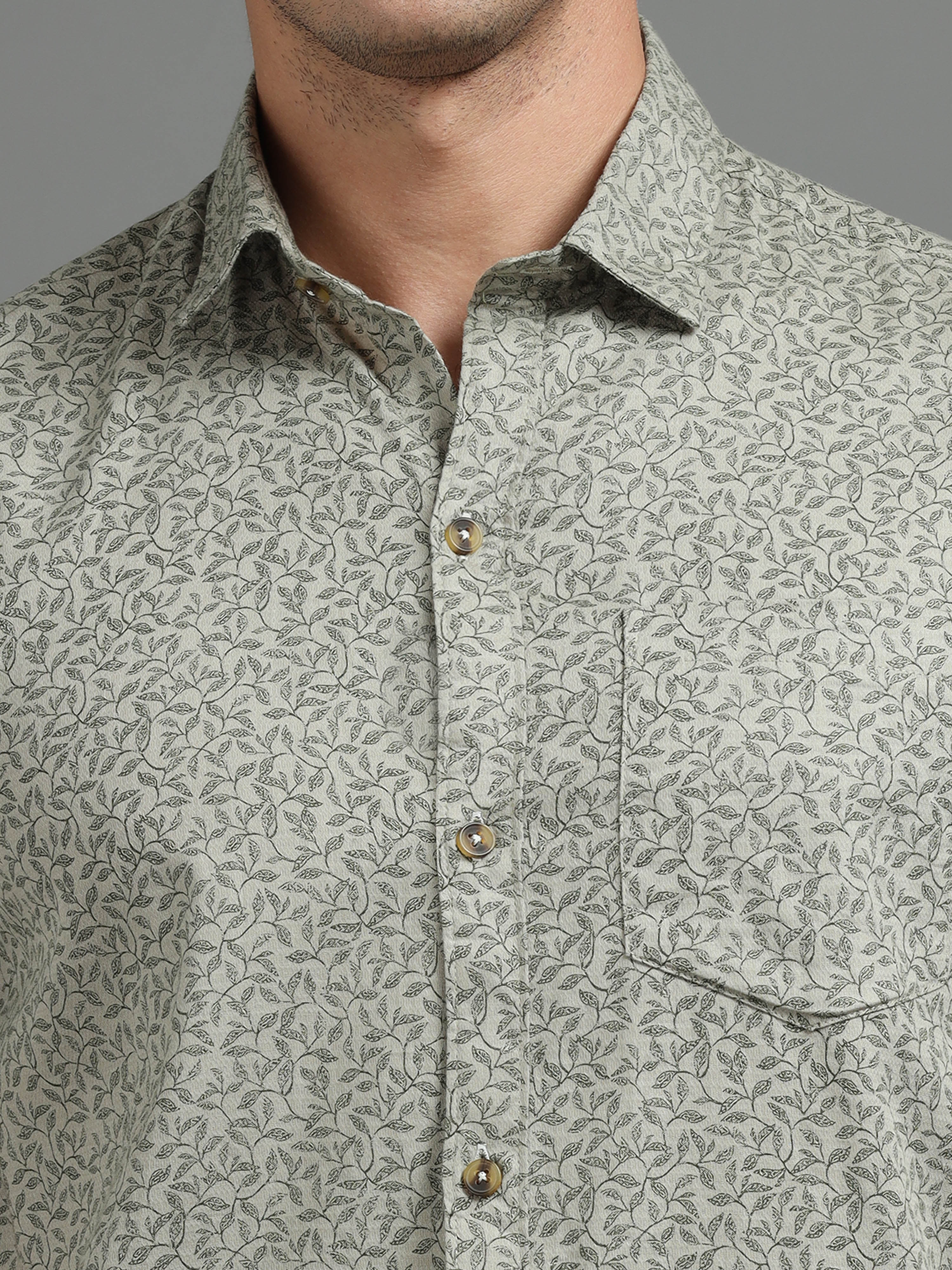 PRĀNA Printed Sage Escape Half-Sleeve Shirt
