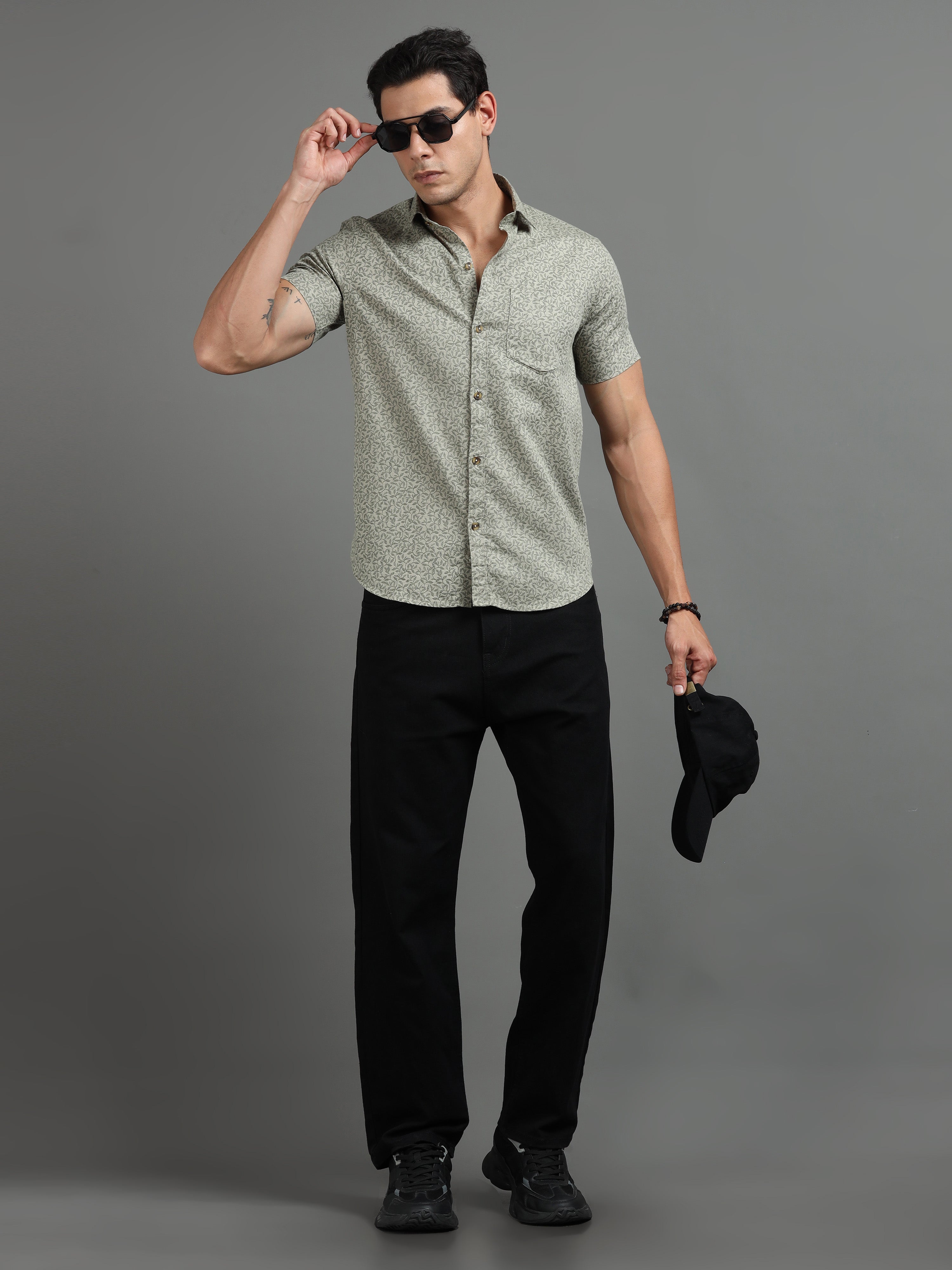 PRĀNA Printed Sage Escape Half-Sleeve Shirt