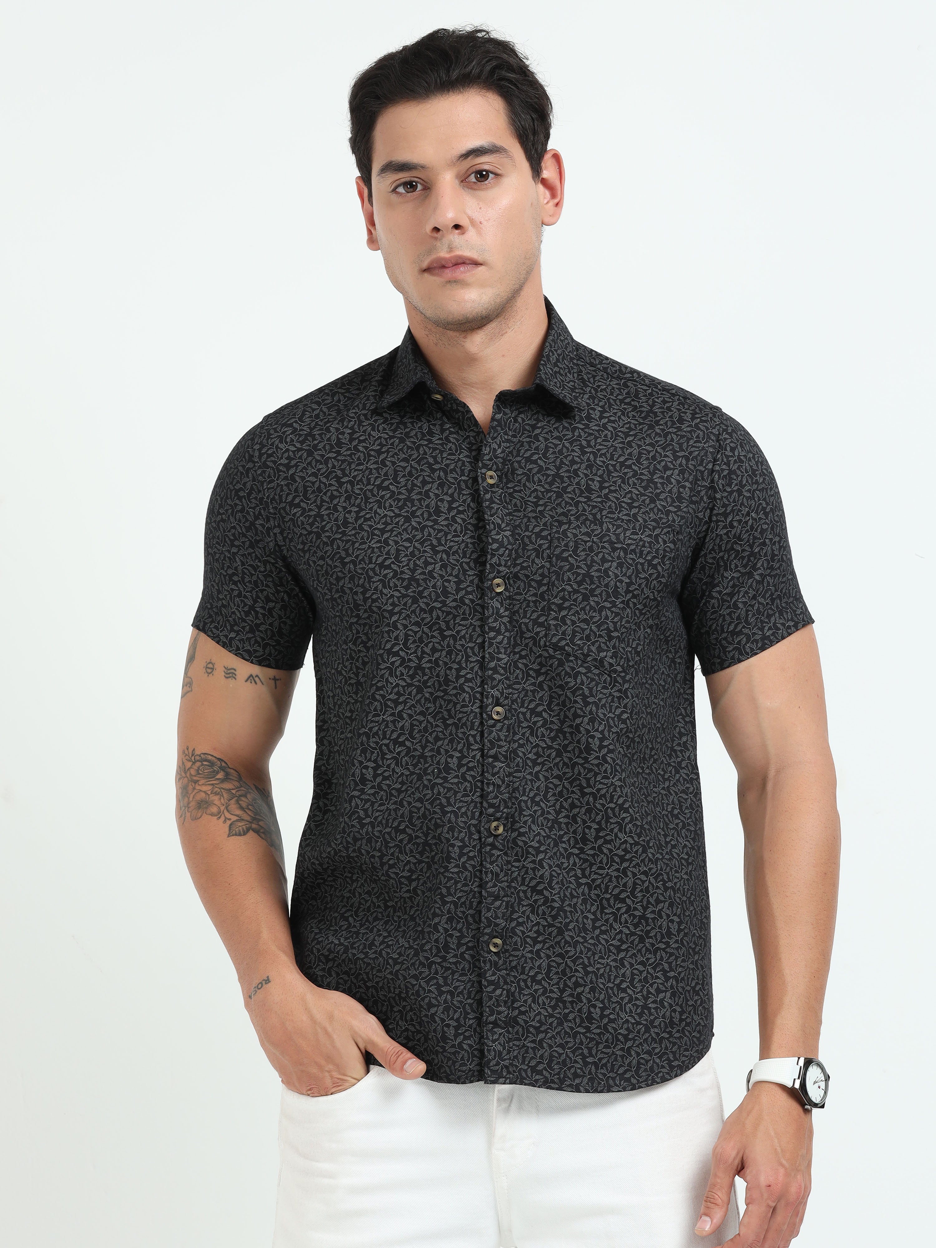 PRĀNA – Midnight Canopy Half-Sleeve Shirt