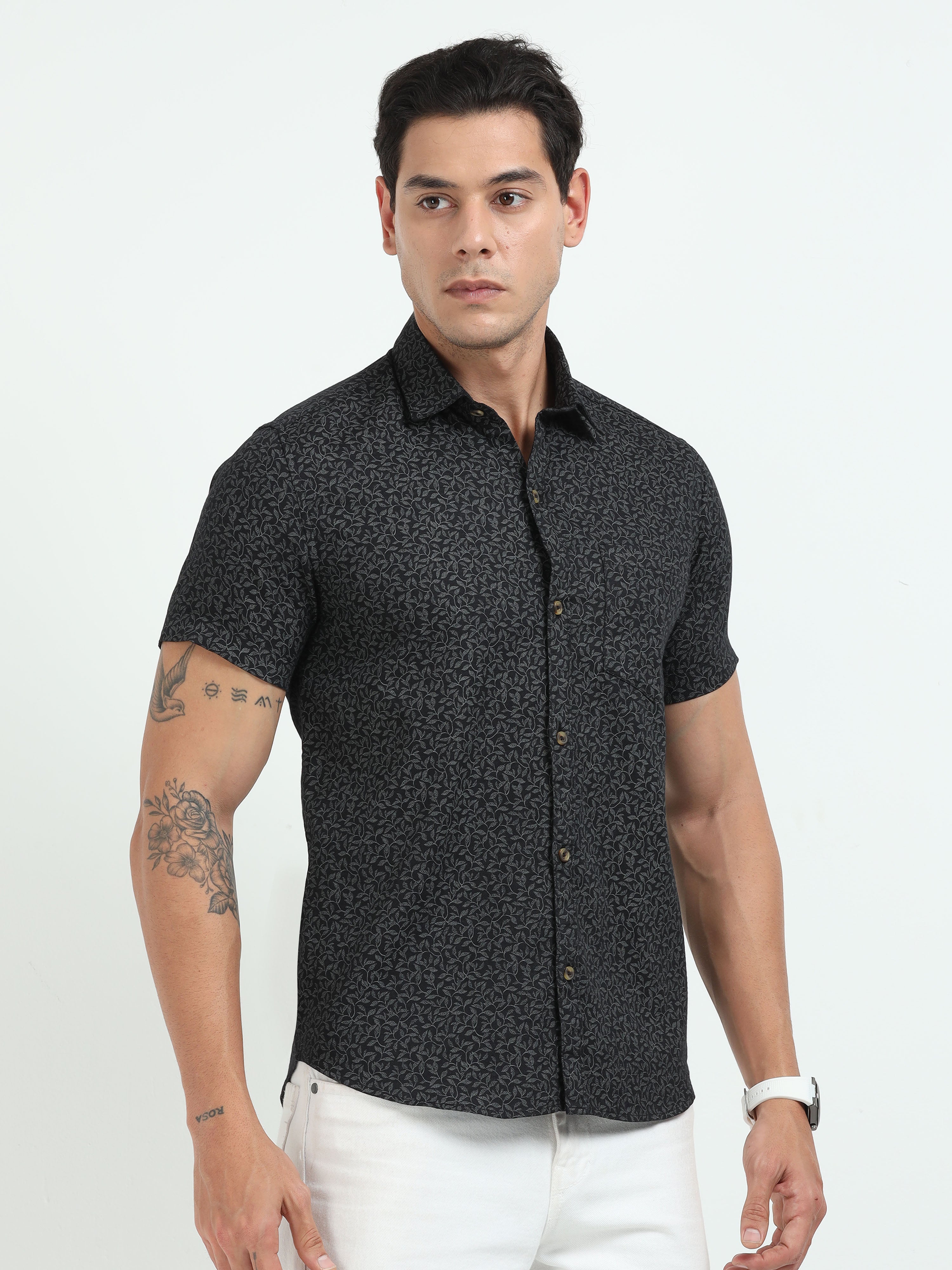 PRĀNA – Midnight Canopy Half-Sleeve Shirt