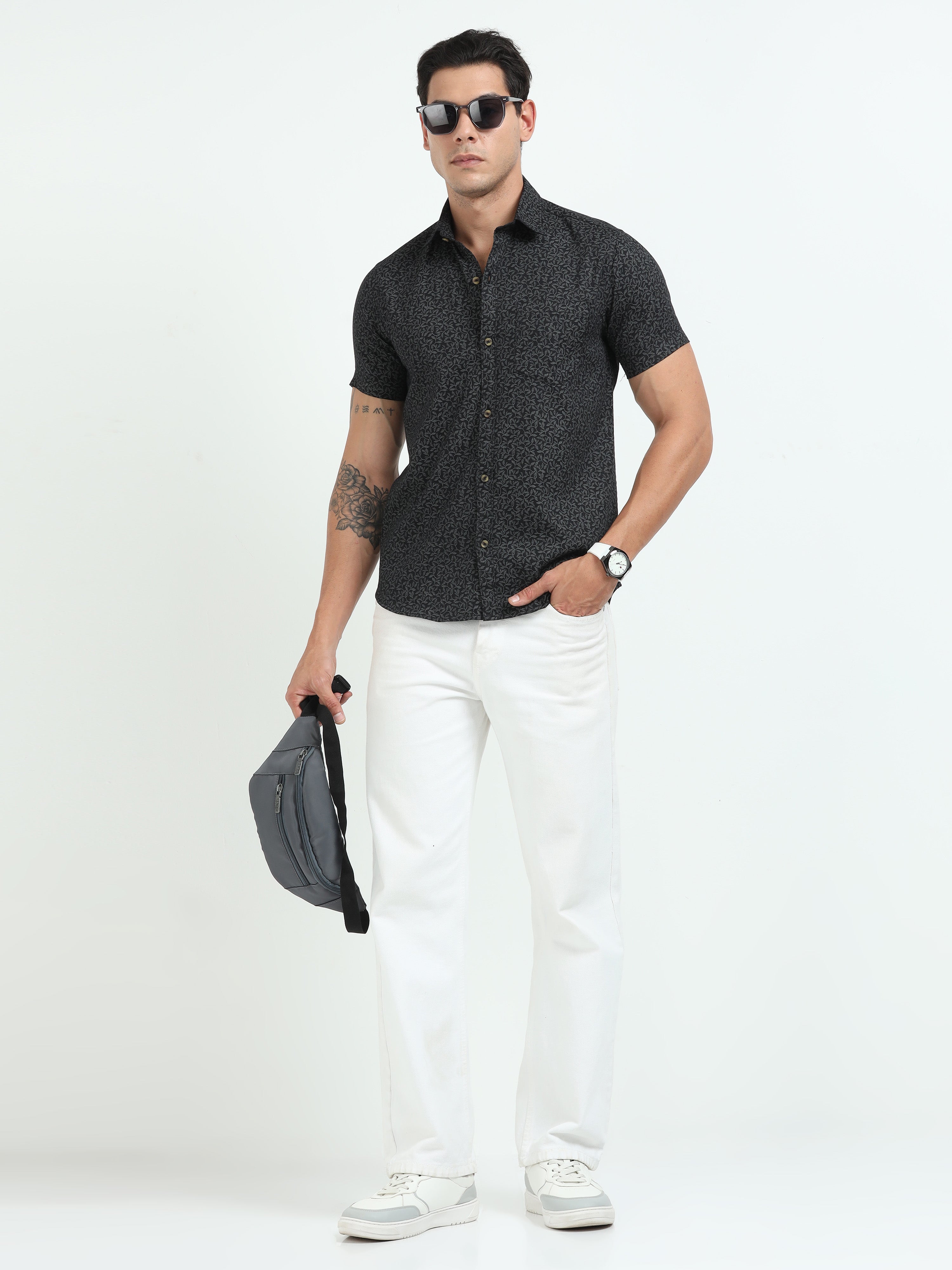 PRĀNA – Midnight Canopy Half-Sleeve Shirt