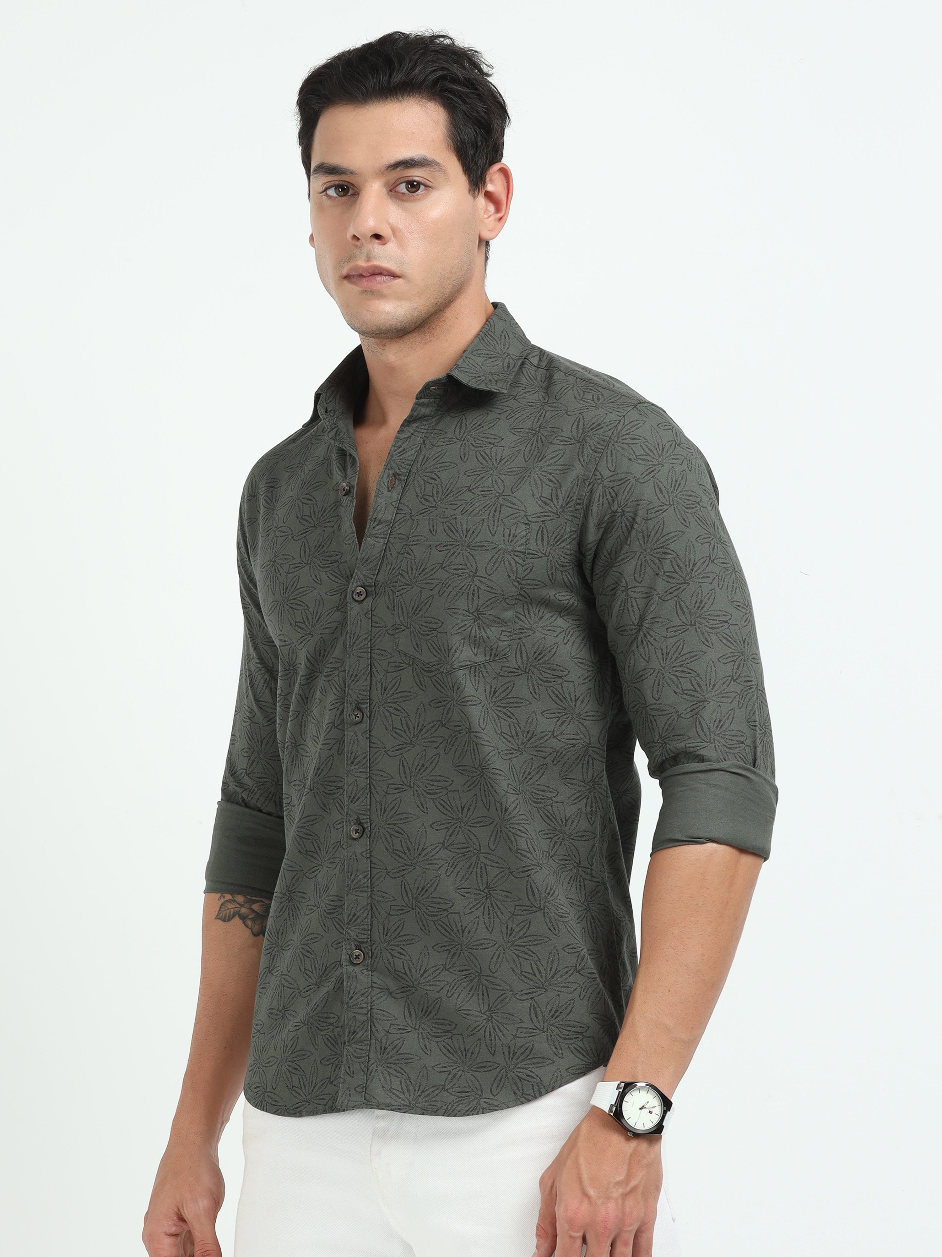 PRĀNA Noir Palm Reverie Full Sleeve Shirt