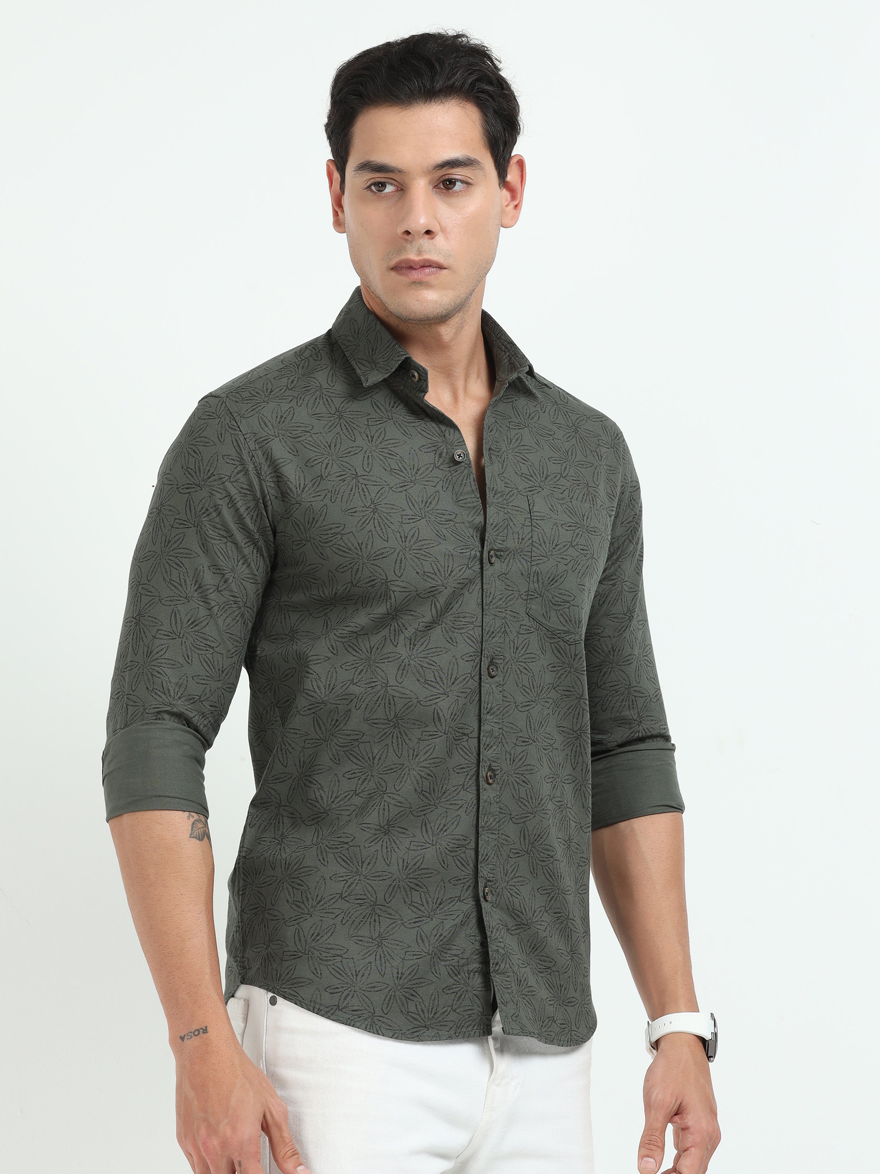 PRĀNA Noir Palm Reverie Full Sleeve Shirt