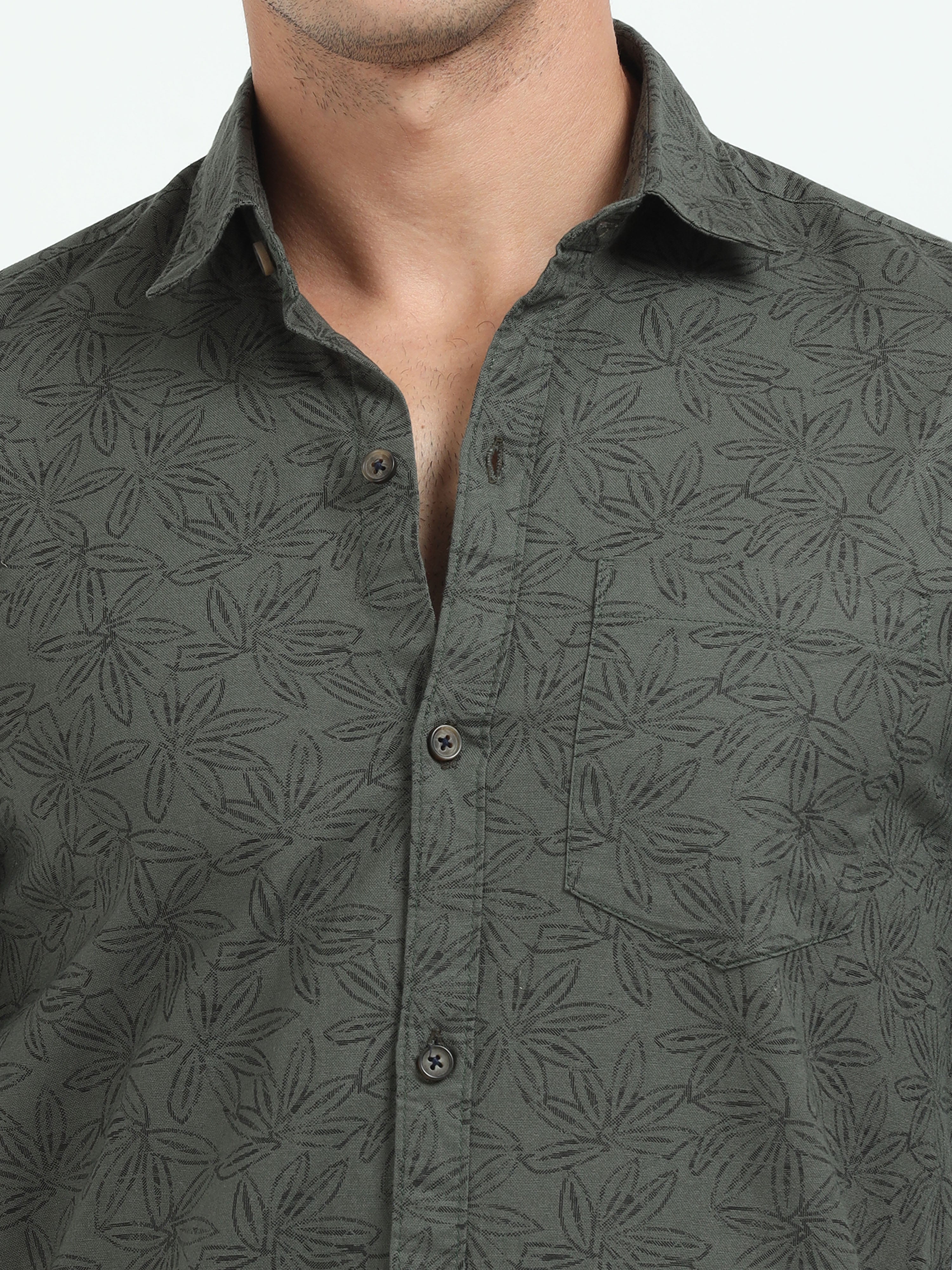PRĀNA Noir Palm Reverie Full Sleeve Shirt