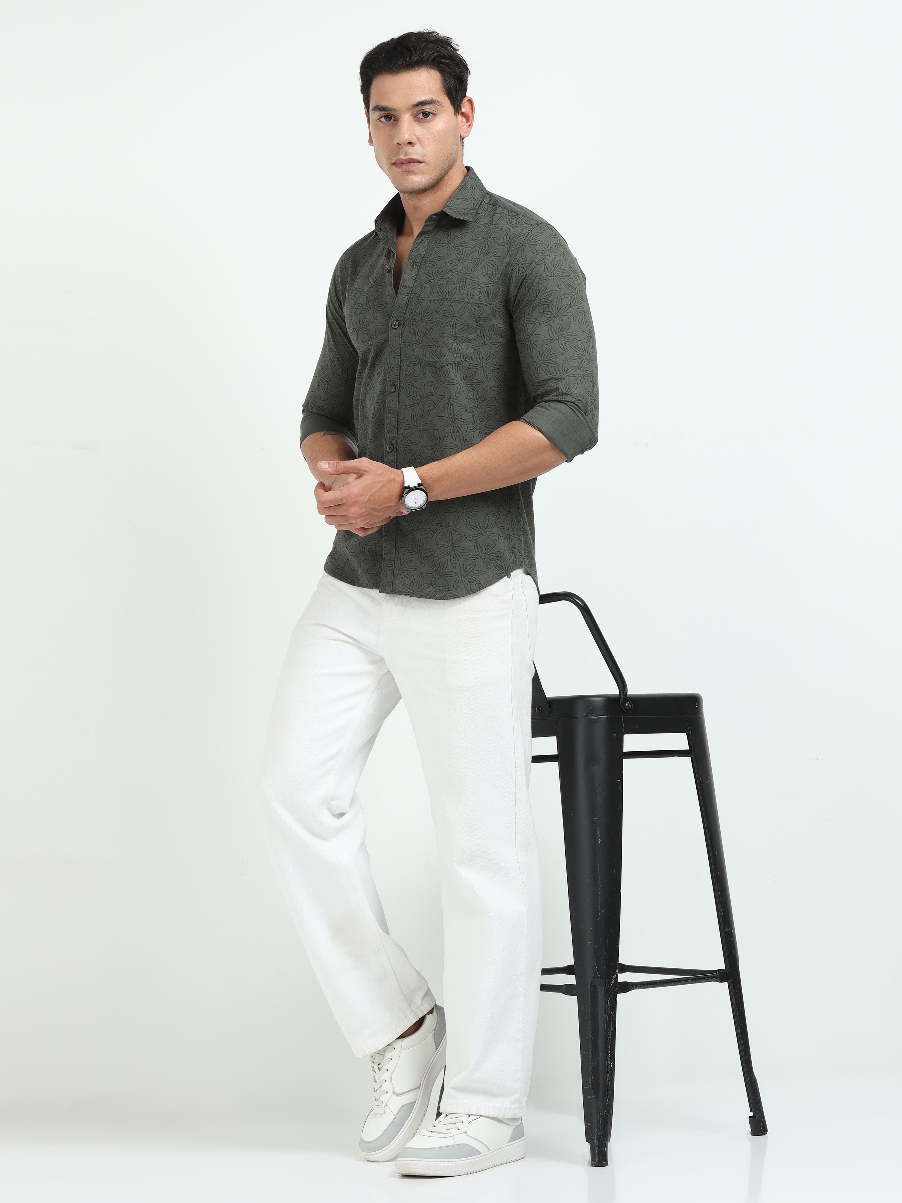 PRĀNA Noir Palm Reverie Full Sleeve Shirt