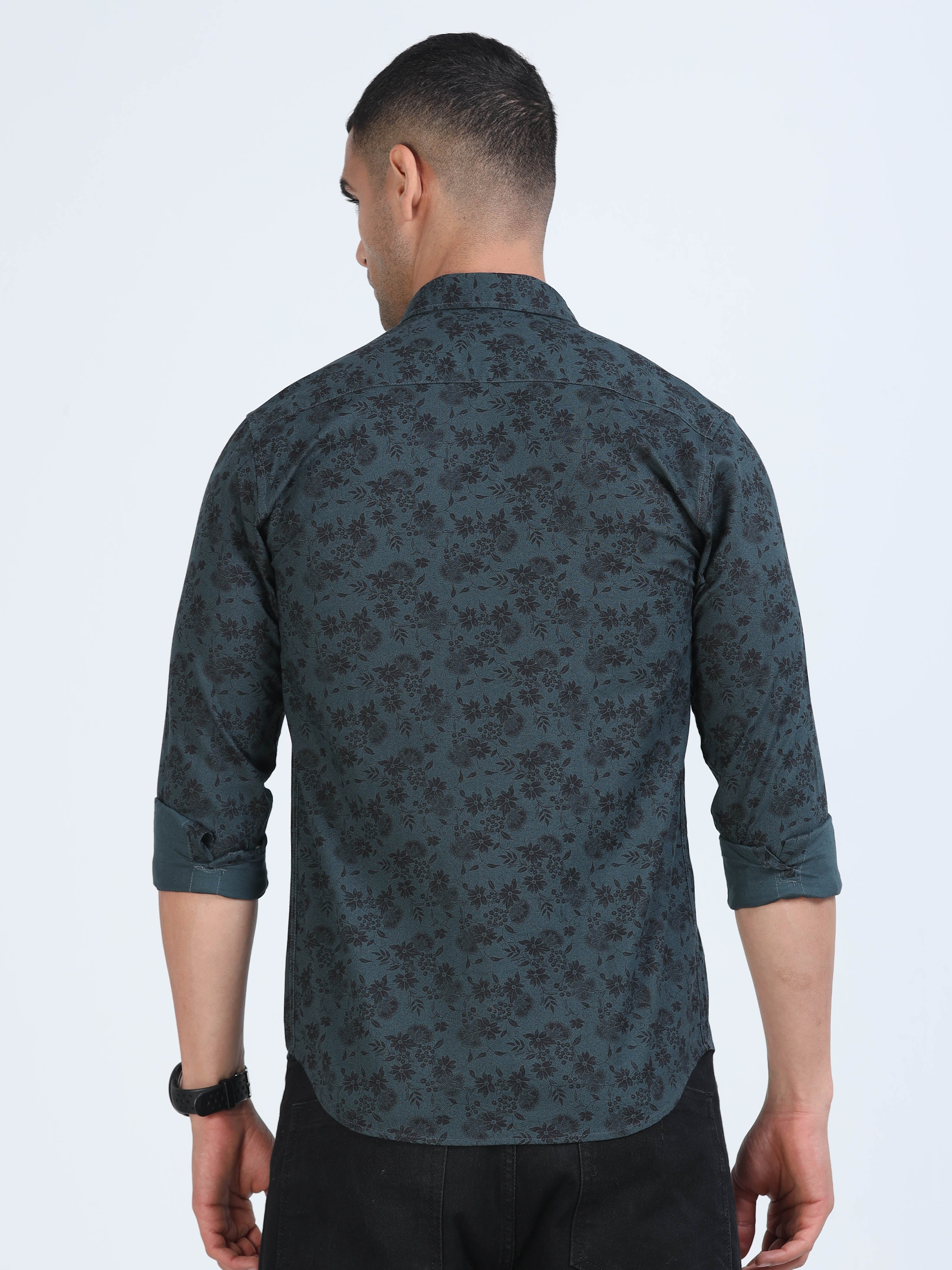 PRĀNA Printed Obsidian Bloom Full Hands Shirt