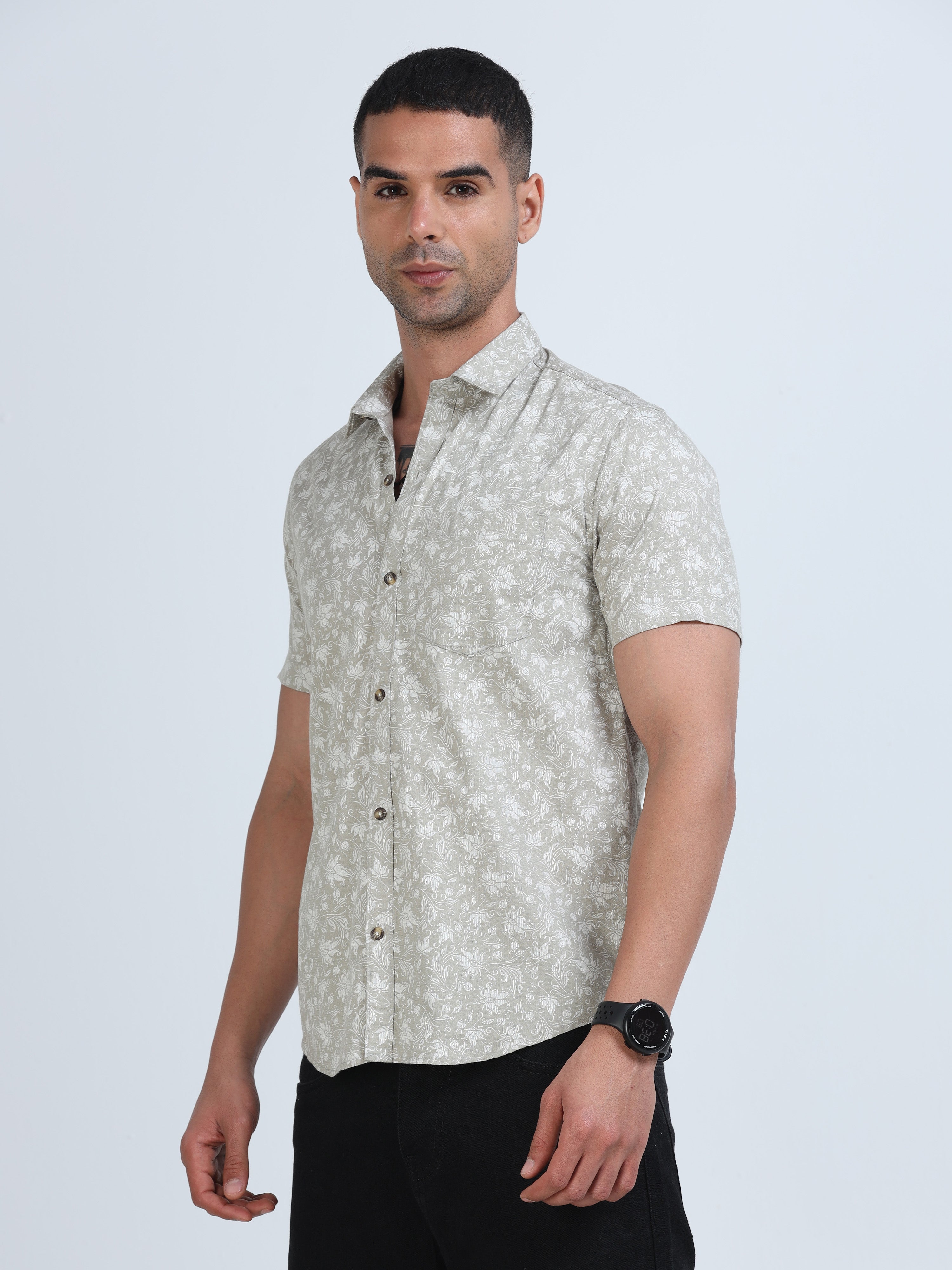 PRĀNA Printed Sandstone Flora Half Hands Shirt