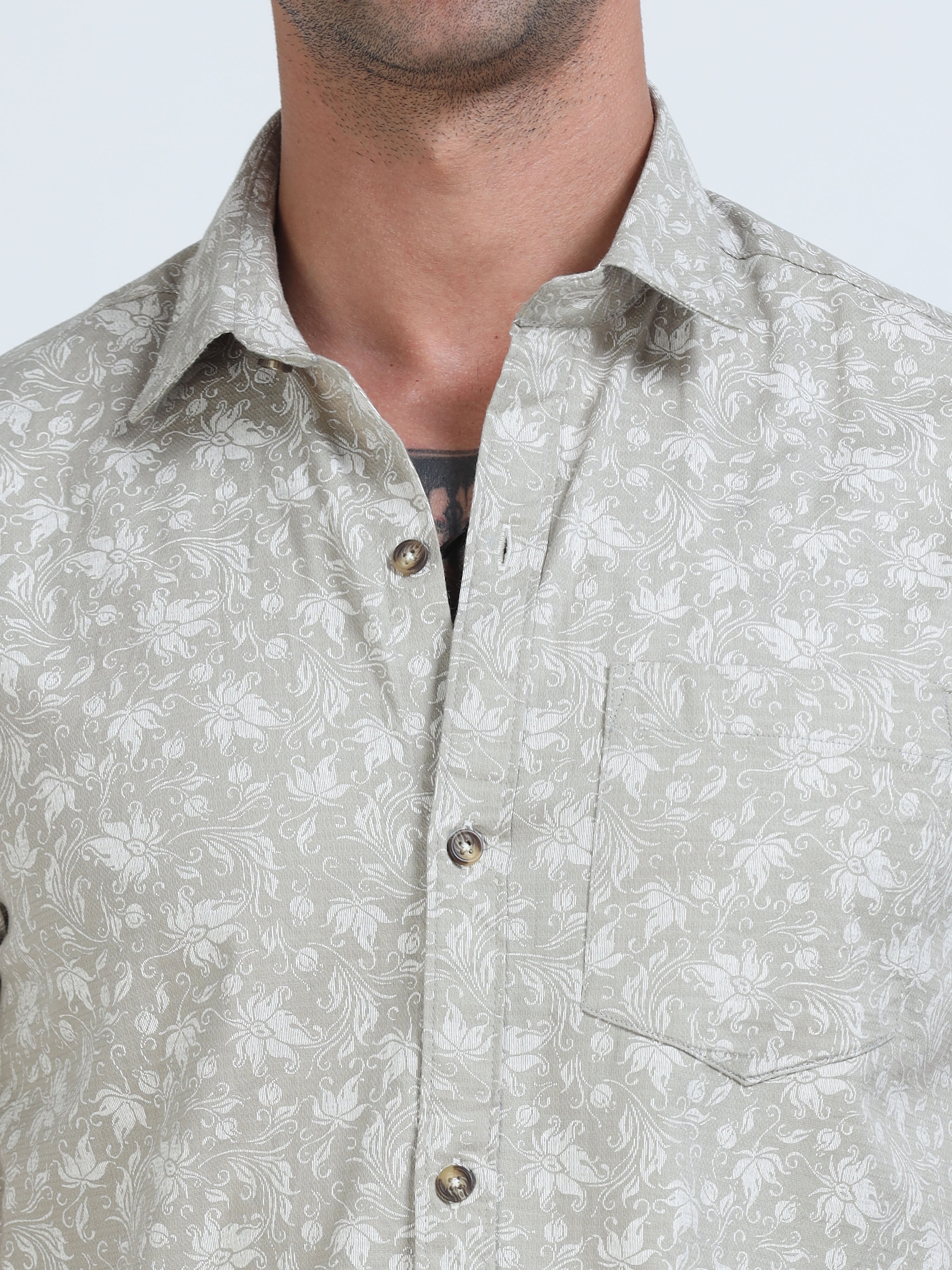 PRĀNA Printed Sandstone Flora Half Hands Shirt