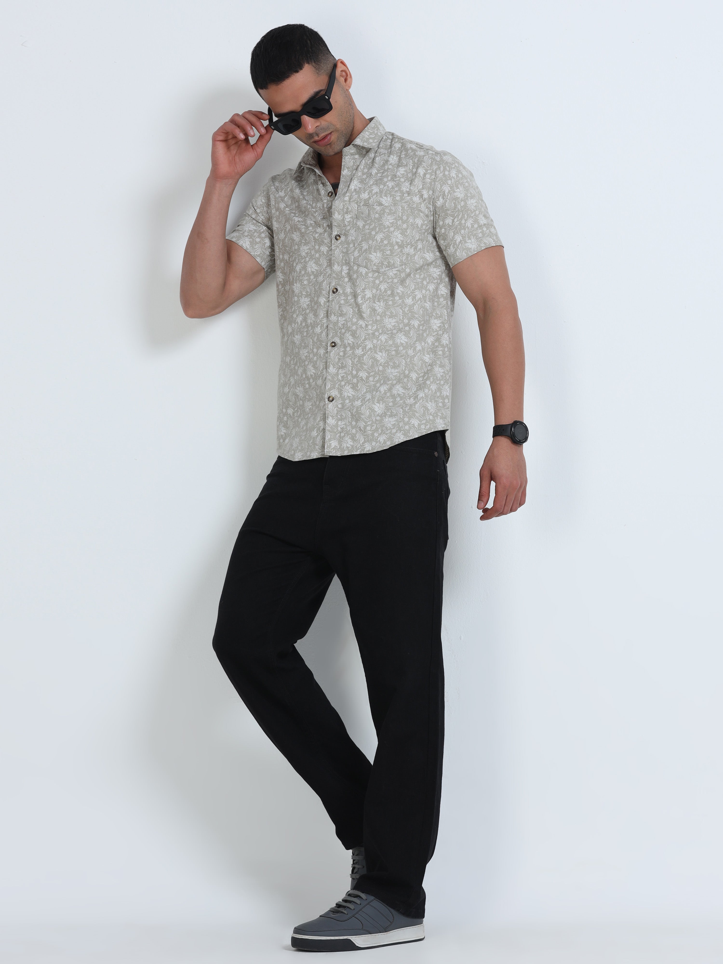 PRĀNA Printed Sandstone Flora Half Hands Shirt