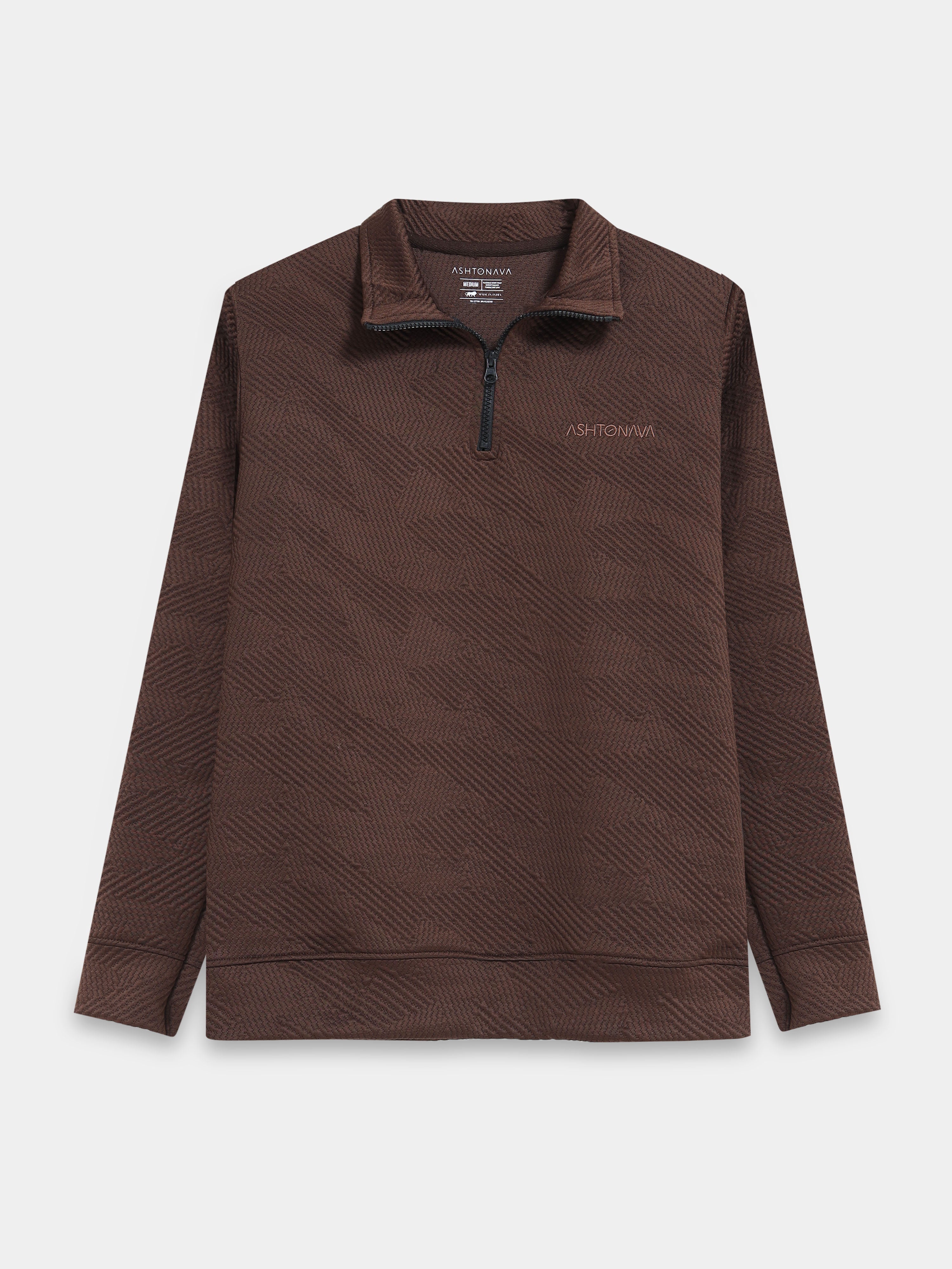 Brown Zipper T-shirt Full Sleeves