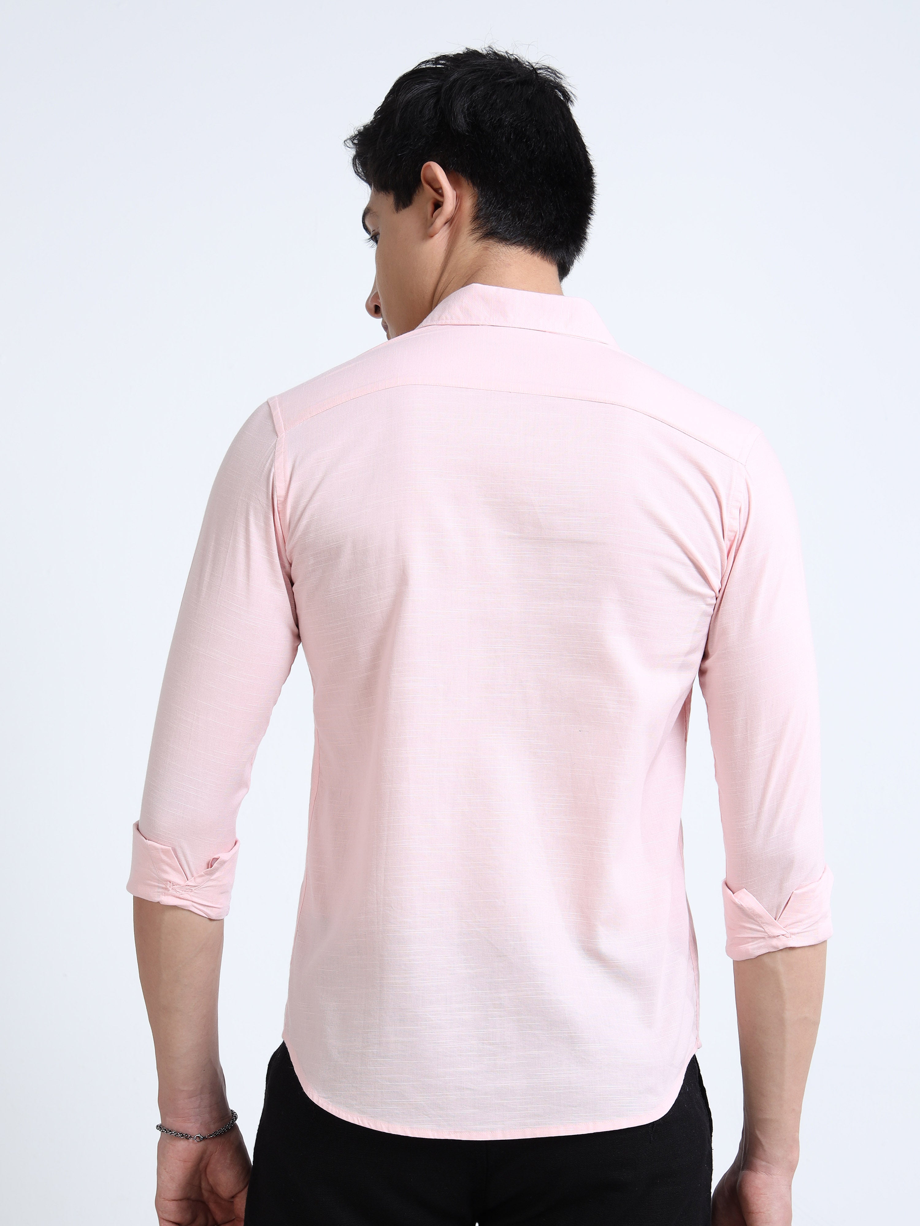 Regal Rose Pink Classic Cotton-Lenin Shirt
