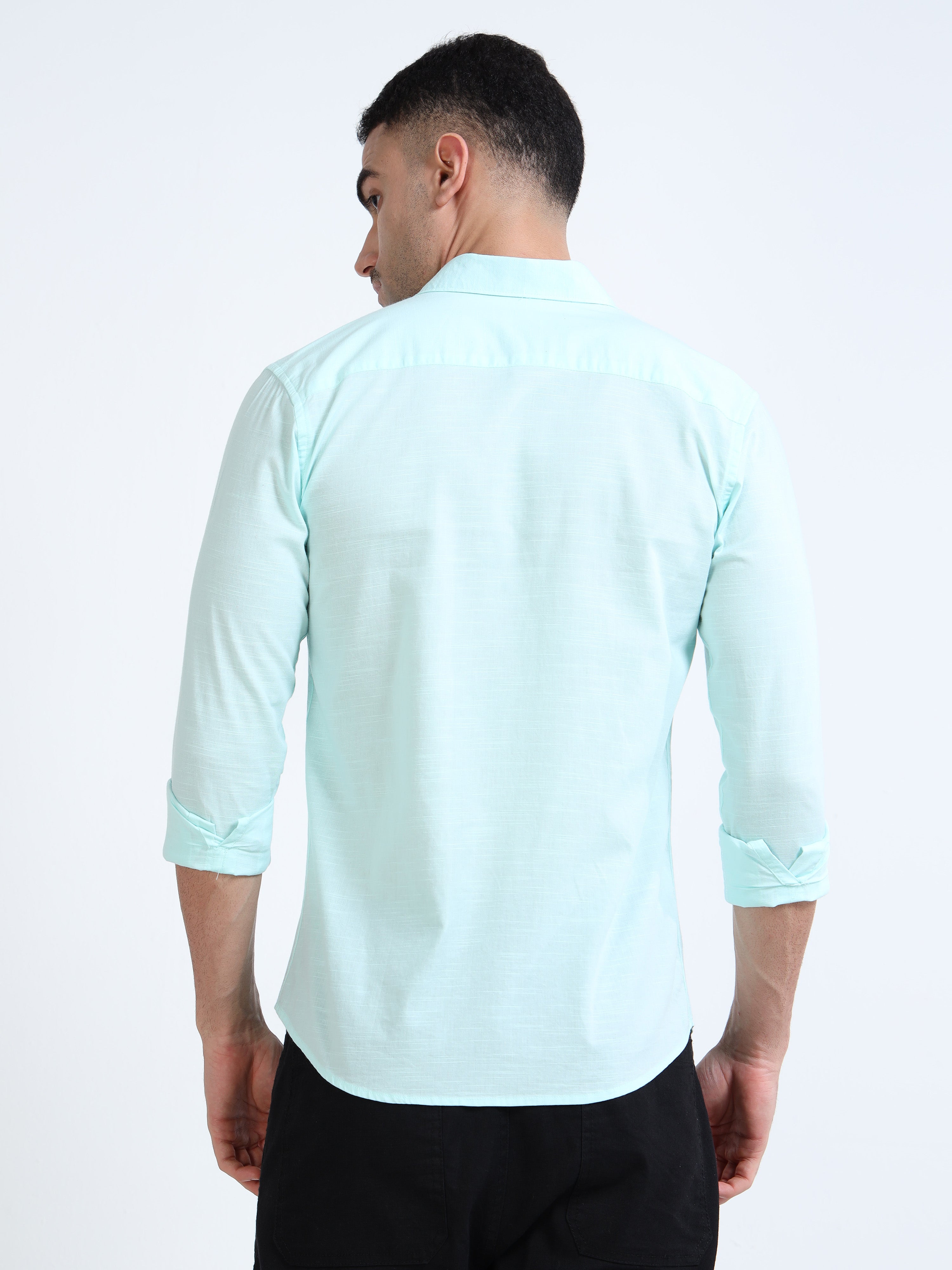 Old Ivy Green Classic Cotton-Lenin Shirt
