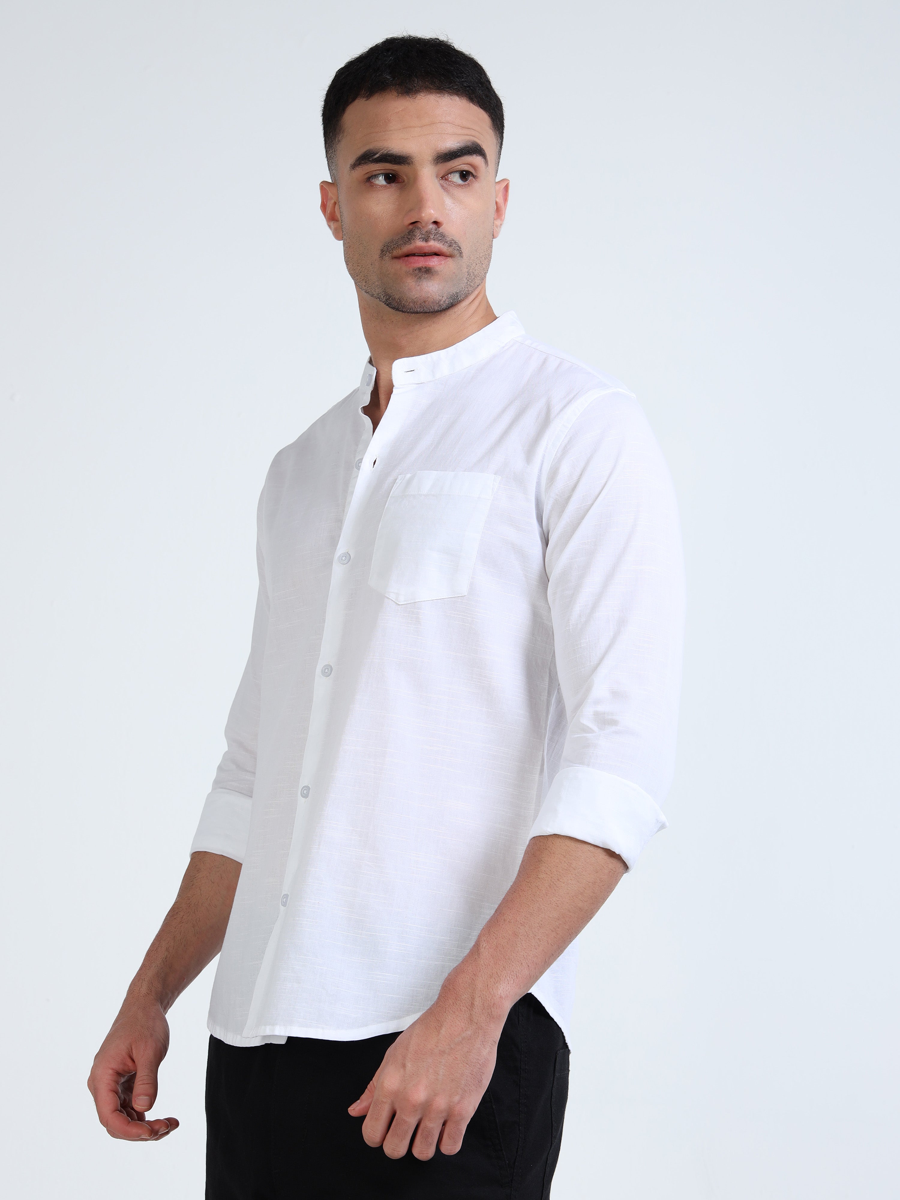 Classic White Madarin Collar Shirt