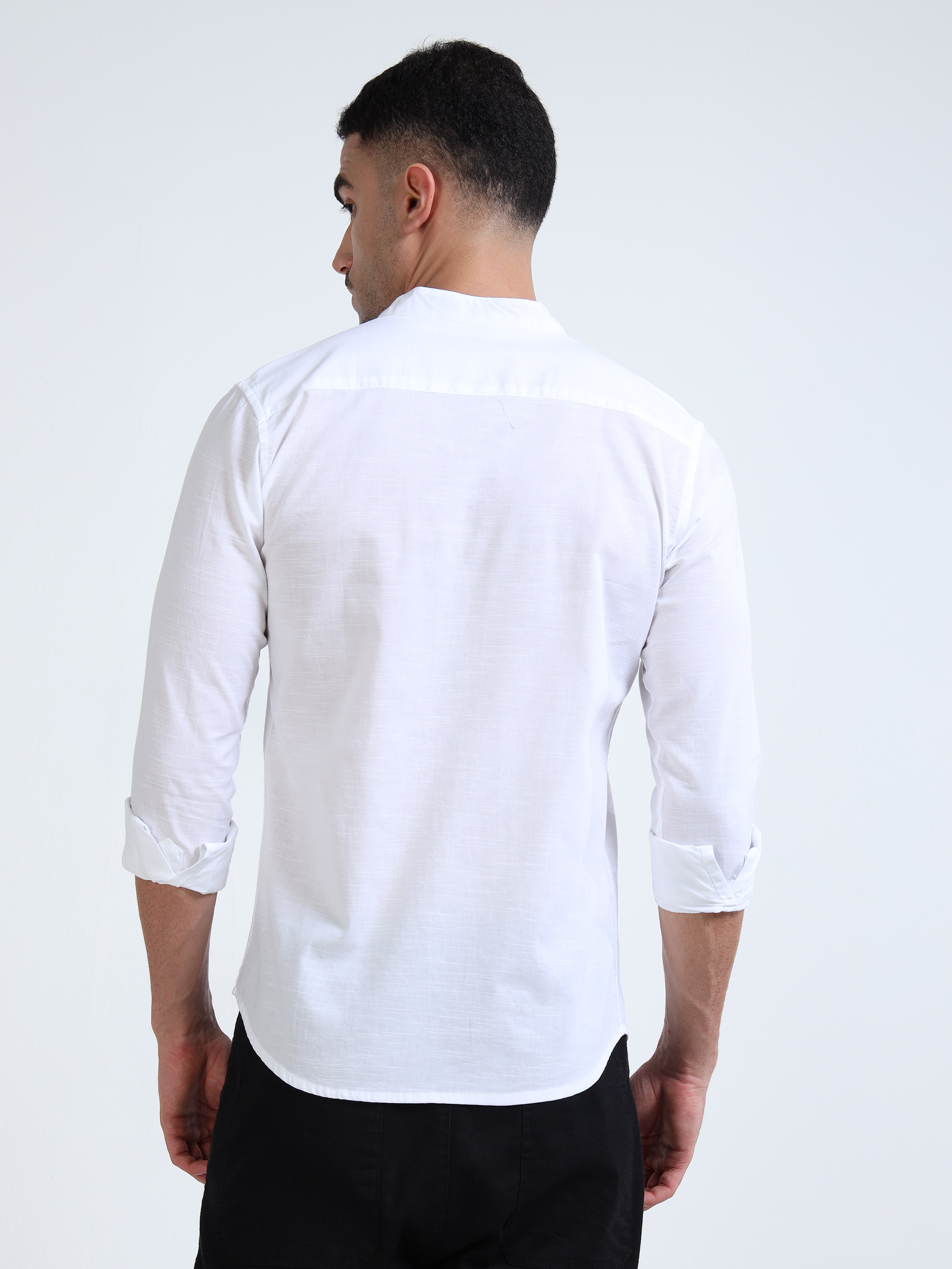 Classic White Madarin Collar Shirt