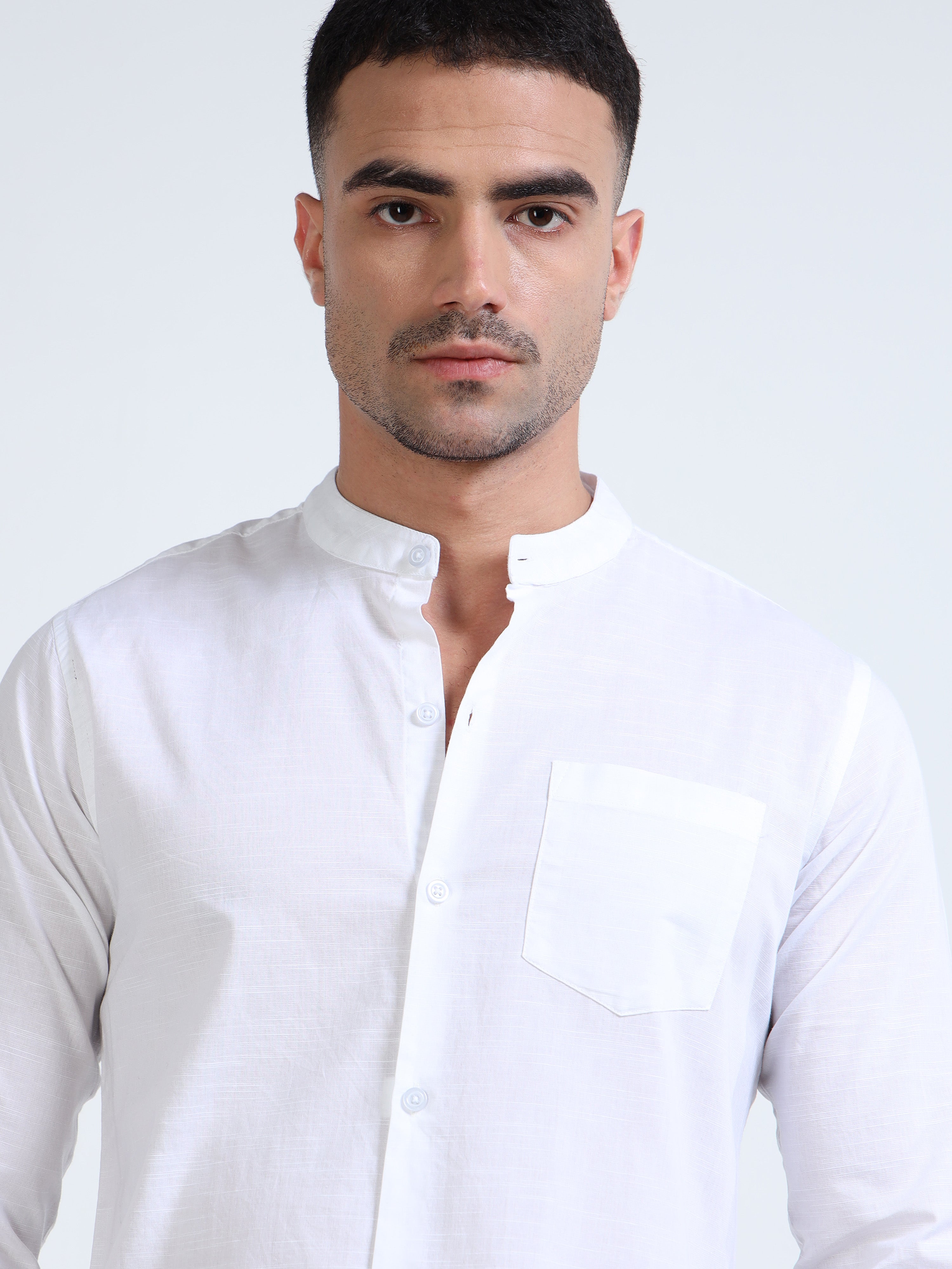 Classic White Madarin Collar Shirt