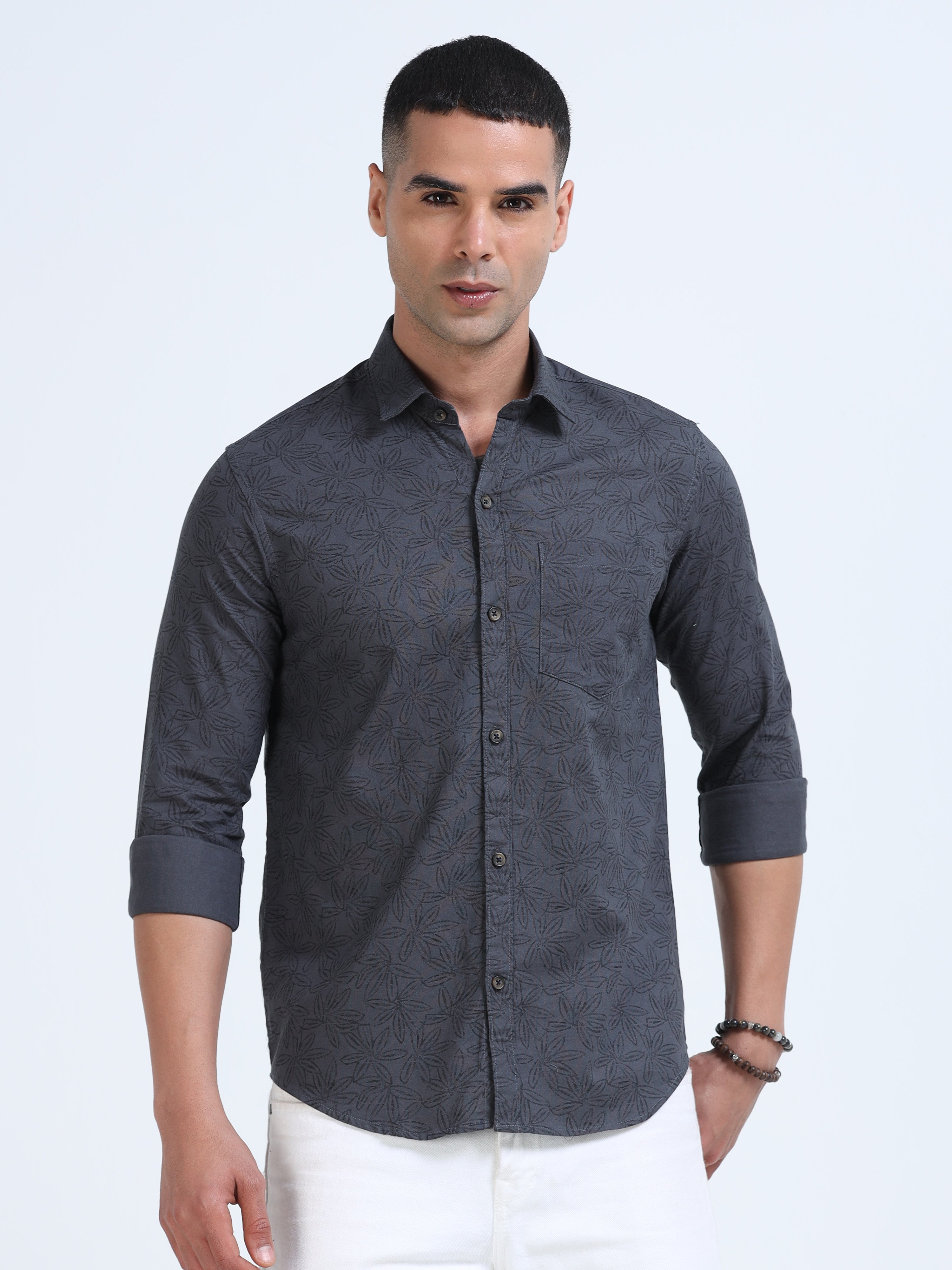 PRĀNA Printed Shadow Palm Full Sleeve Shirt