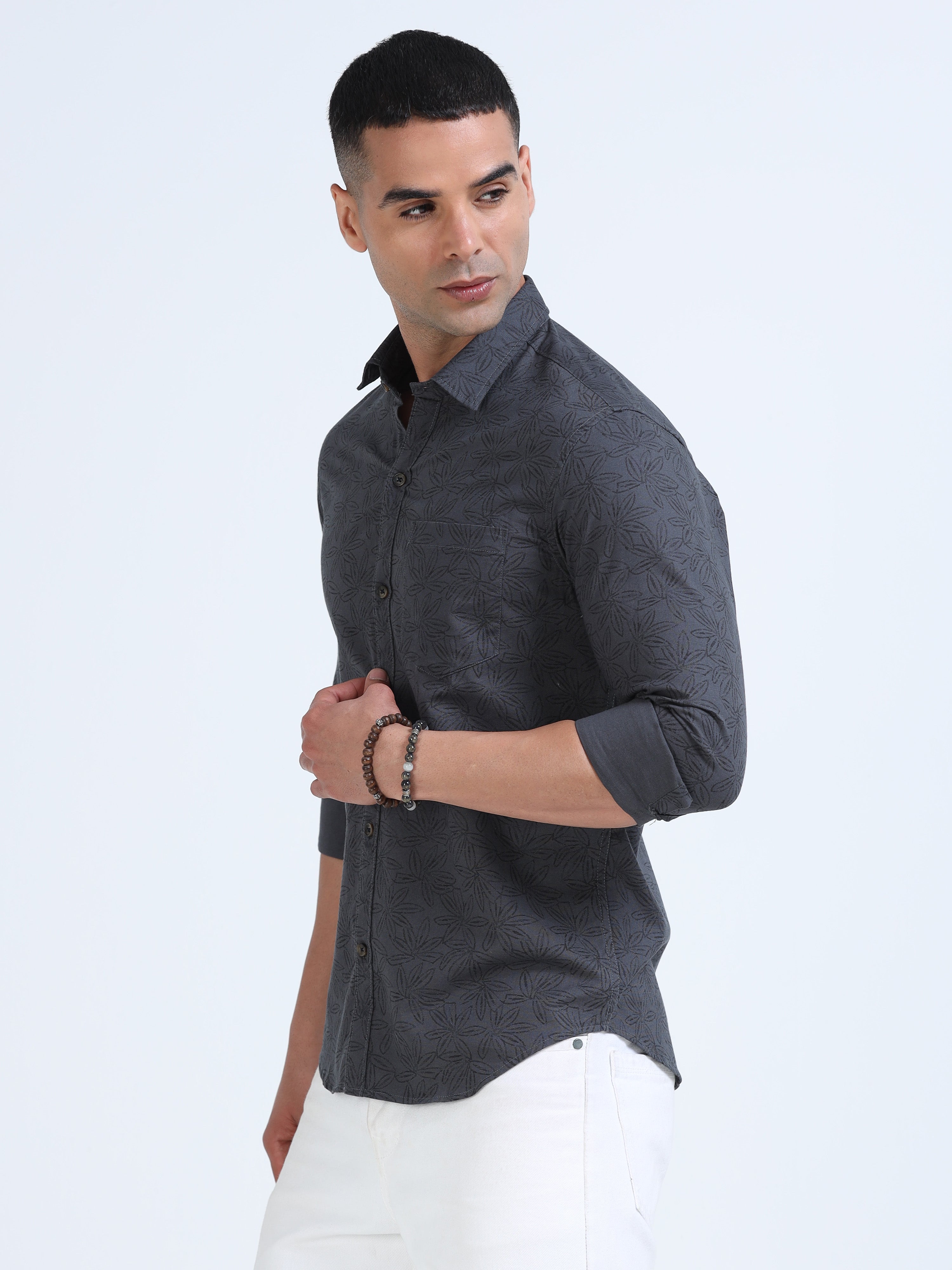 PRĀNA Printed Shadow Palm Full Sleeve Shirt