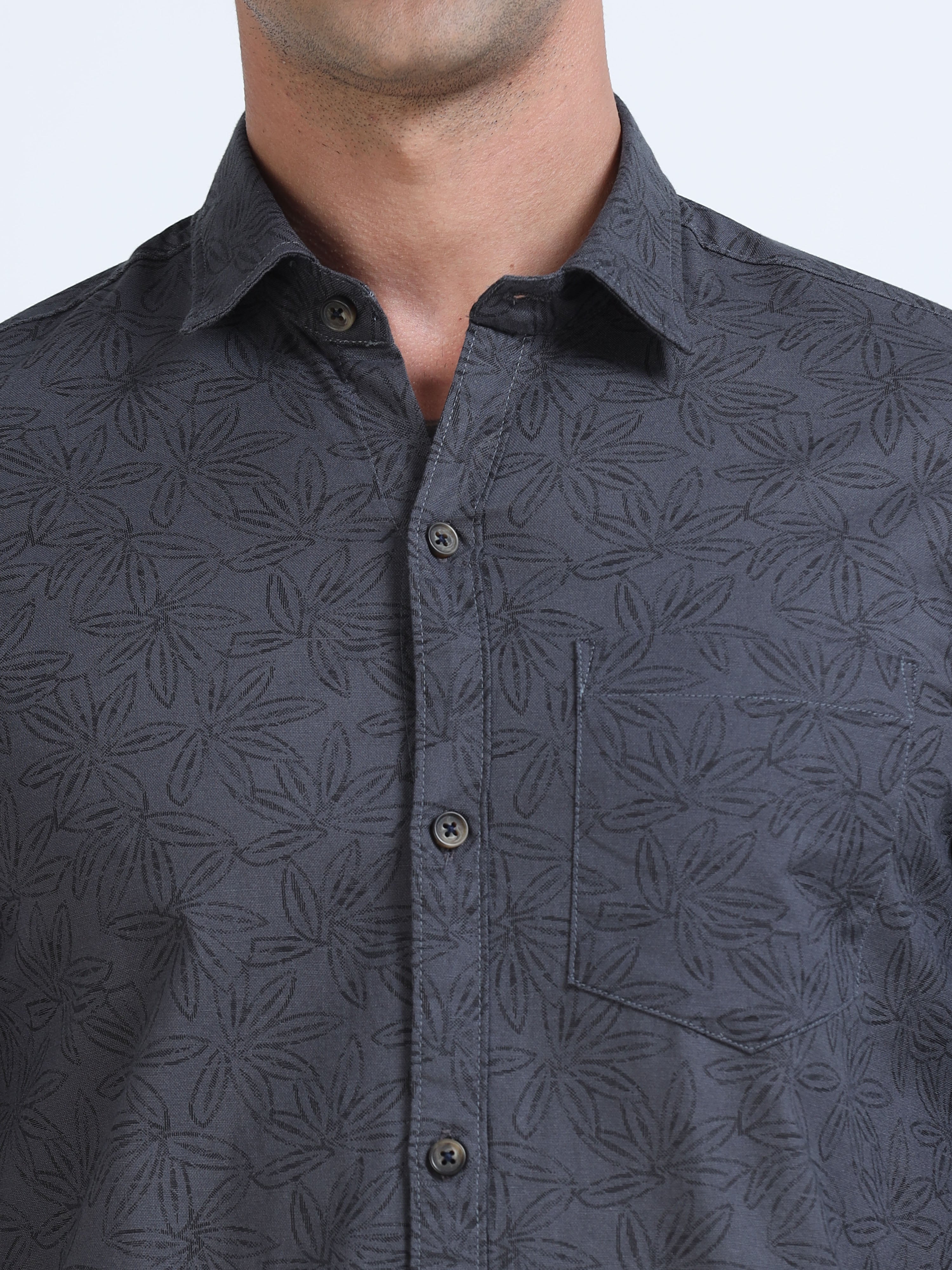 PRĀNA Printed Shadow Palm Full Sleeve Shirt