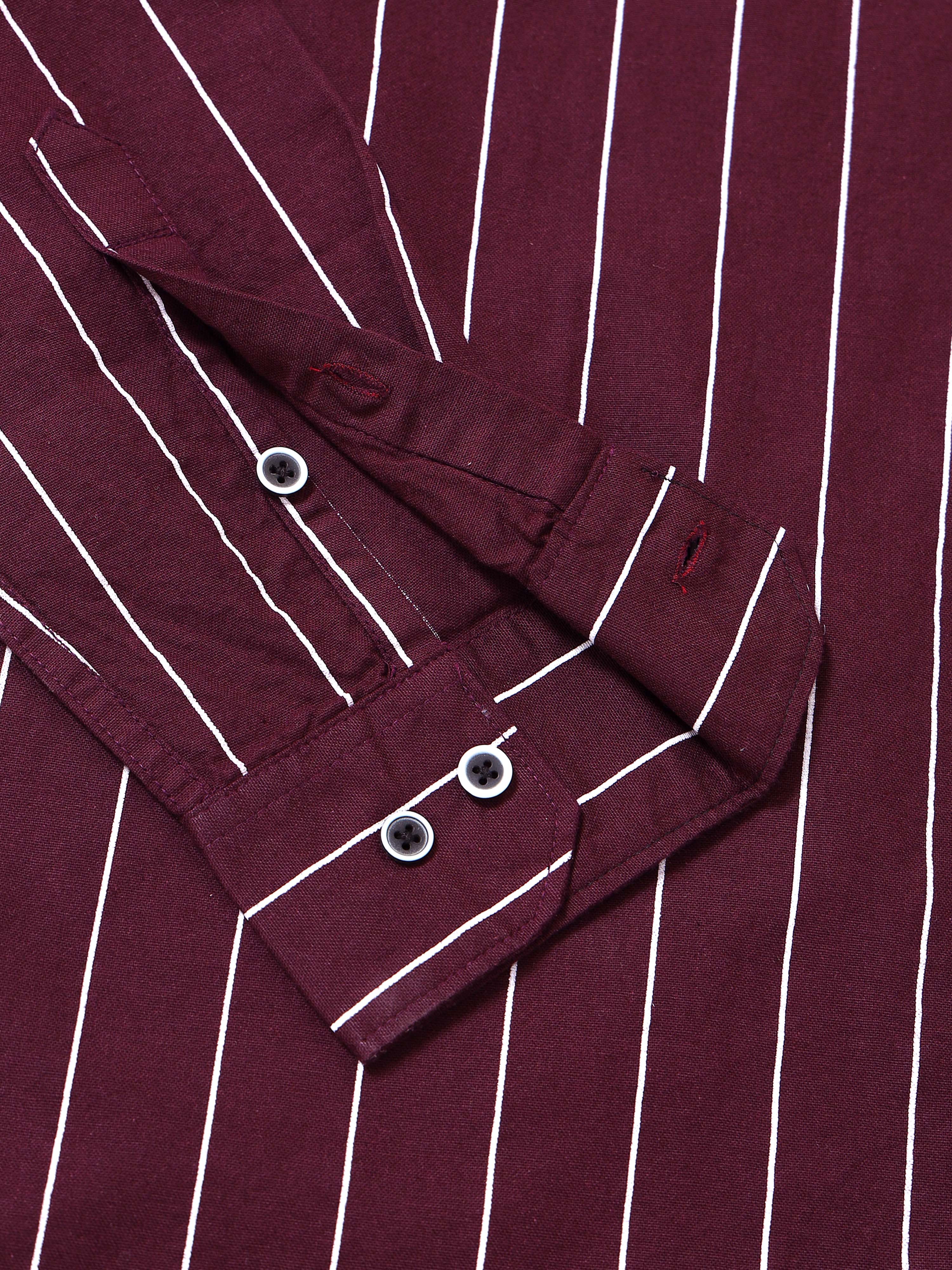 Maroon Stripped Casual Shirt Full Hands Shirt