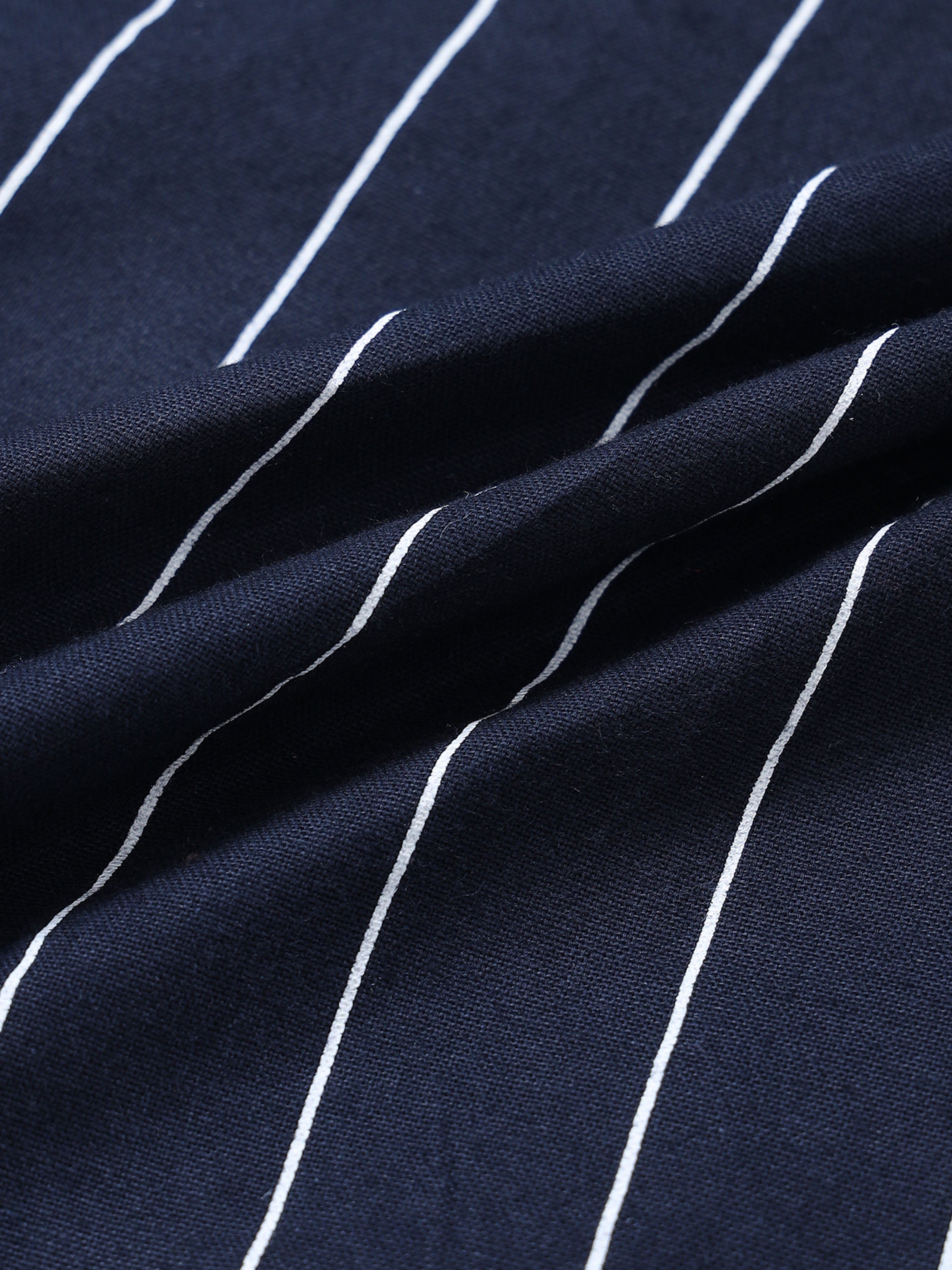 Navy Blue Stripped Casual Full Hands Shirt