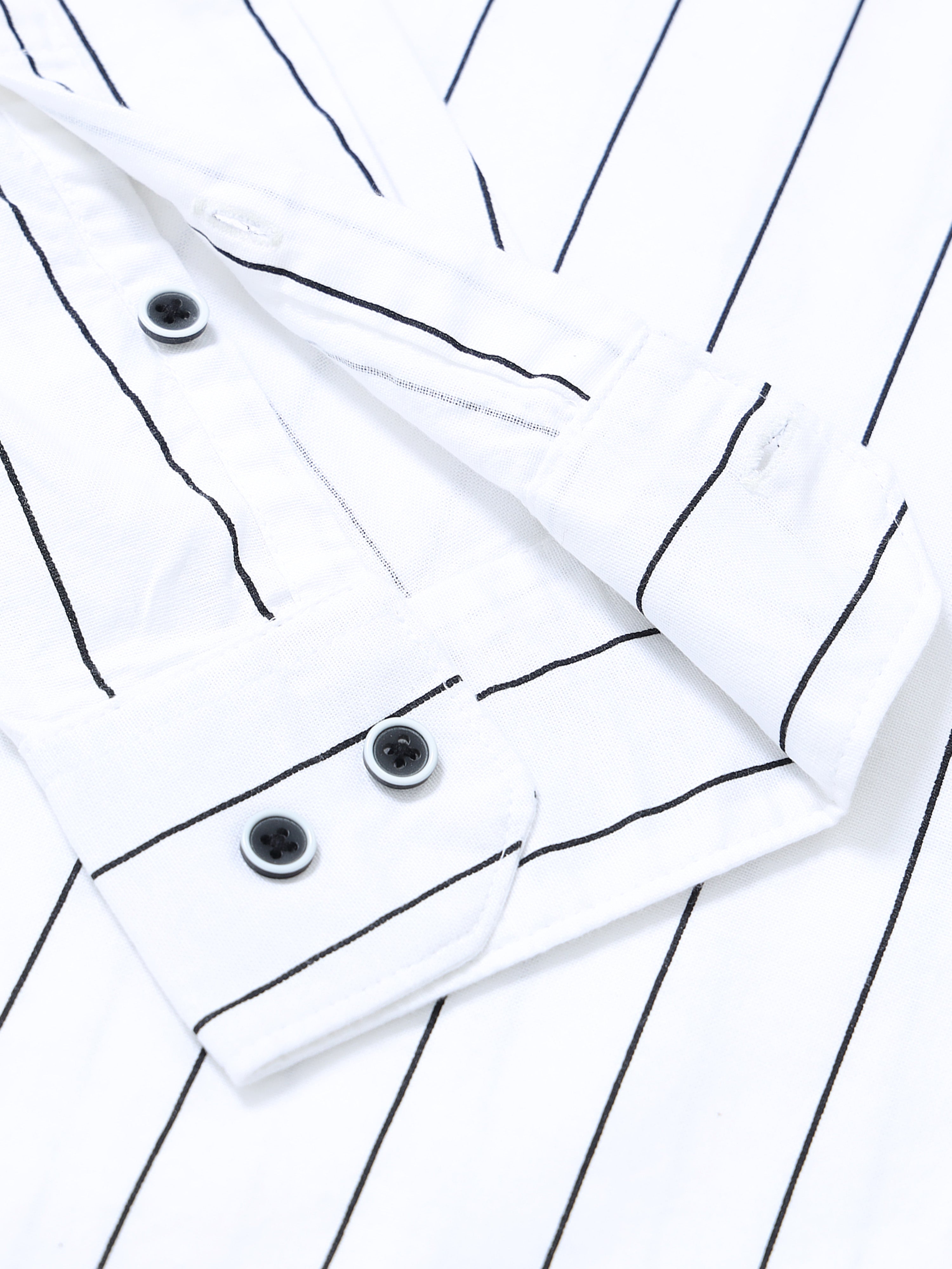 White Stripped Casual Full Hands Shirt