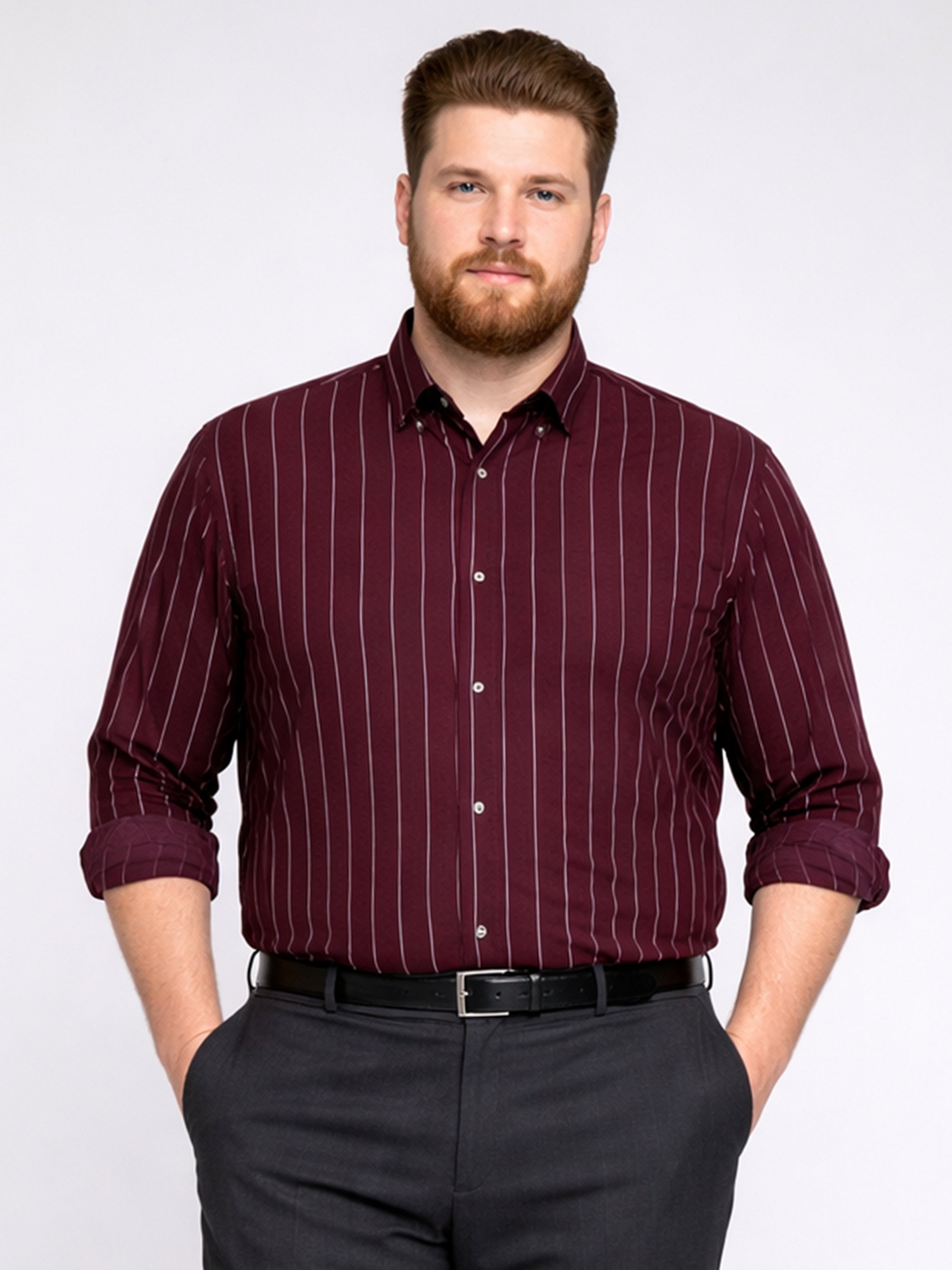 Maroon Stripped Casual Shirt Full Hands Shirt